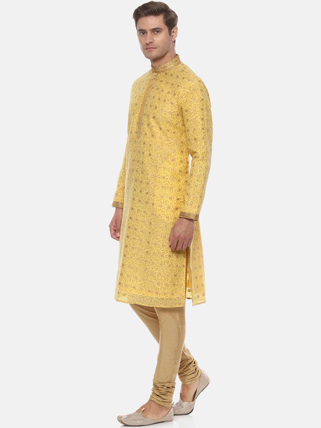 

Louis Philippe Men Yellow Kurta with Churidar