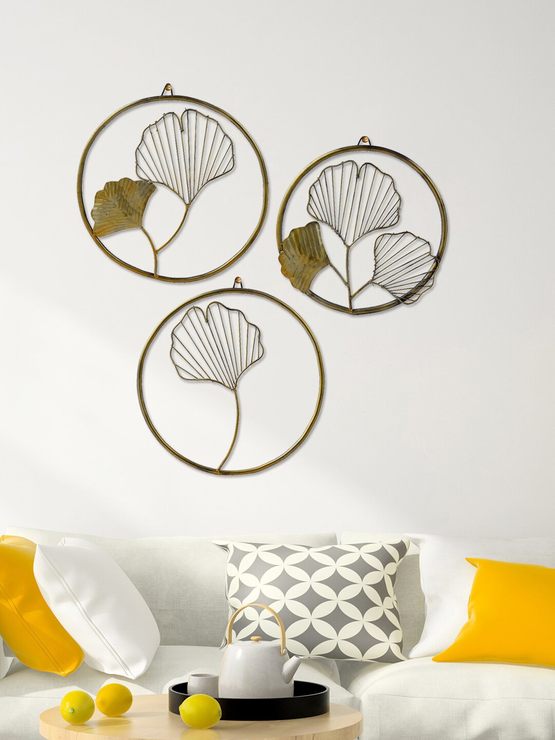 

Aapno Rajasthan Set Of 3 Gold-Toned Leaf Wall Decor