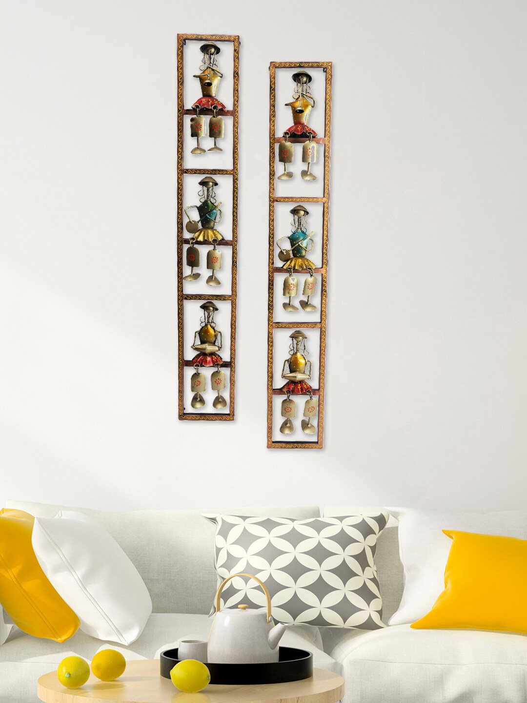 

Aapno Rajasthan Brown Set of 2 Tribal Musicians Wall Hangings