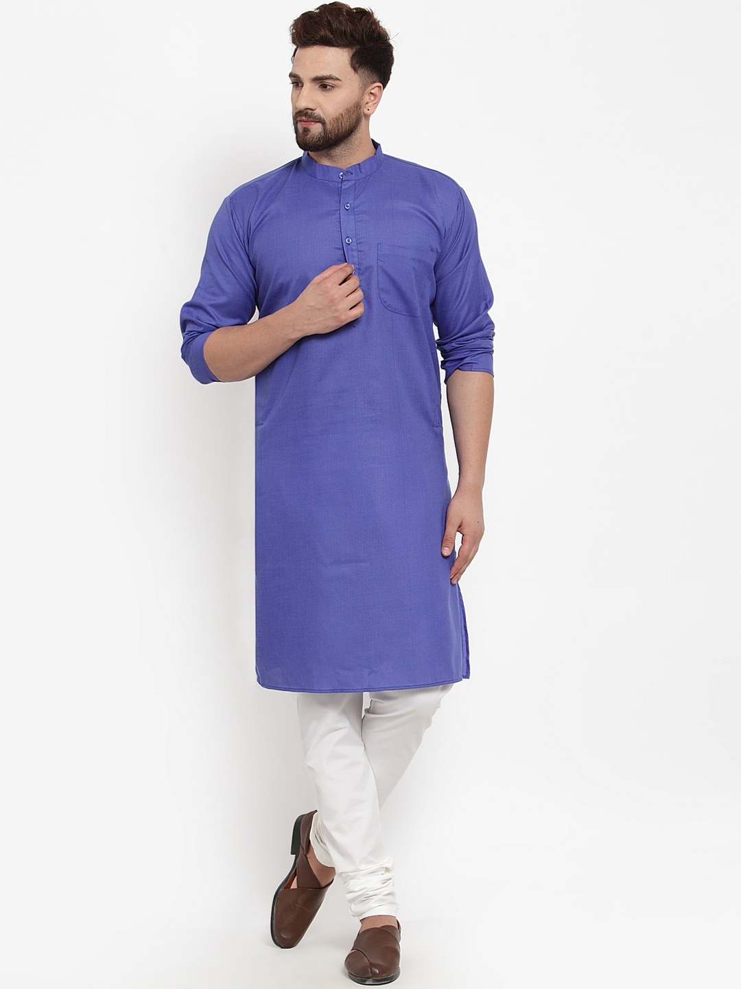 

Benstoke Men Blue Kurta