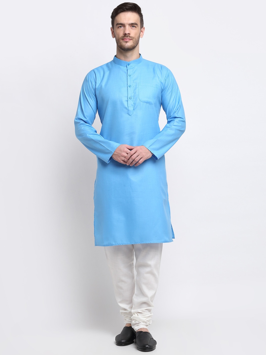 

Benstoke Men Blue Solid Kurta