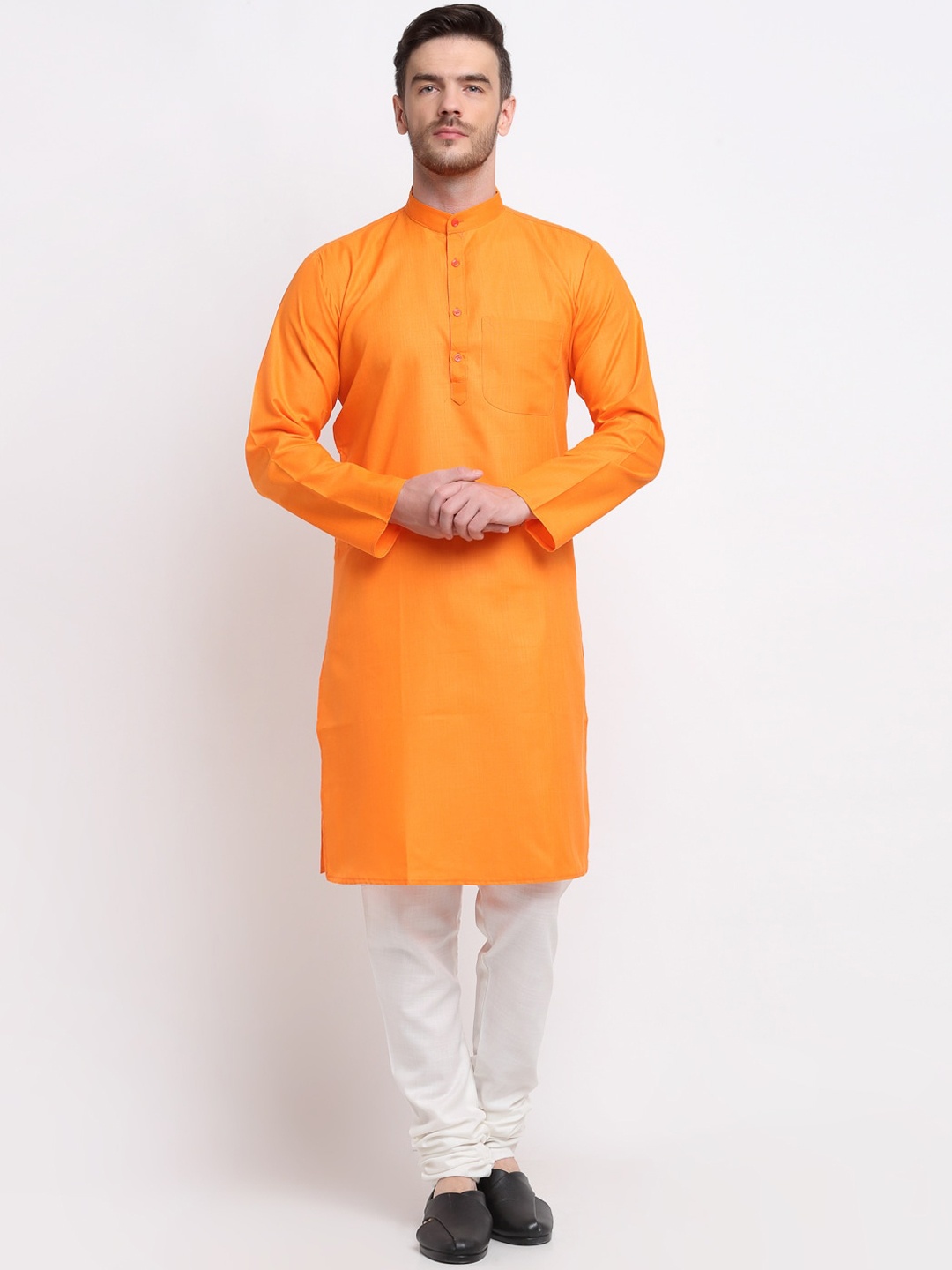 

Benstoke Men Orange Solid Kurta