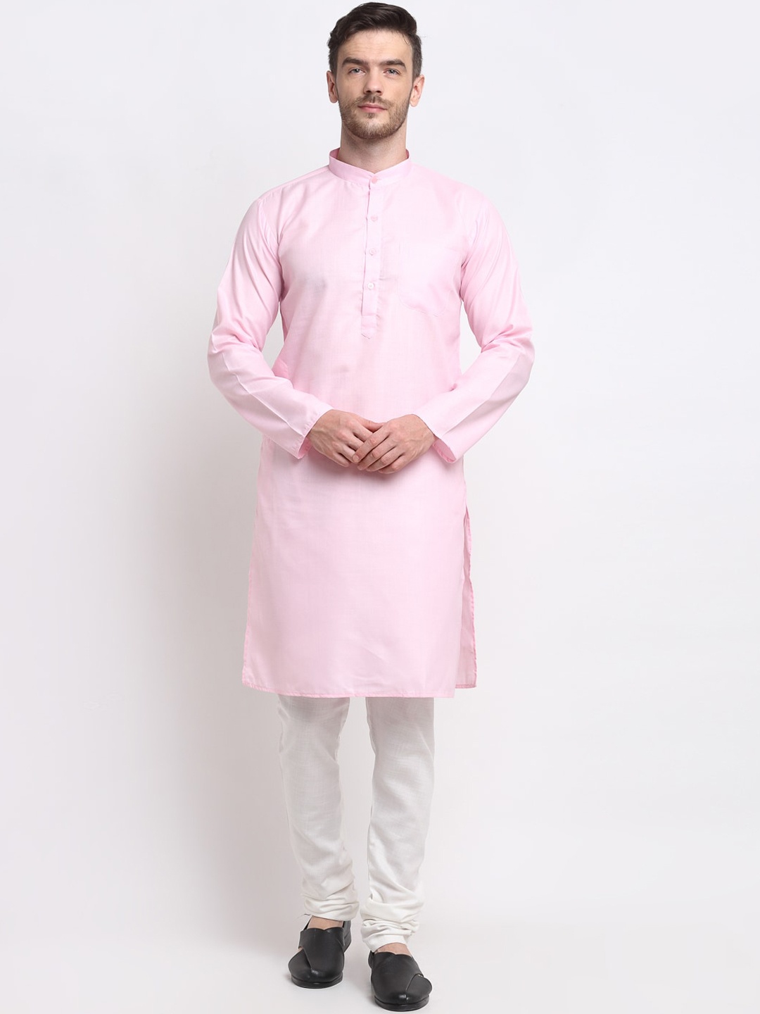 

Benstoke Men Pink Solid Kurta