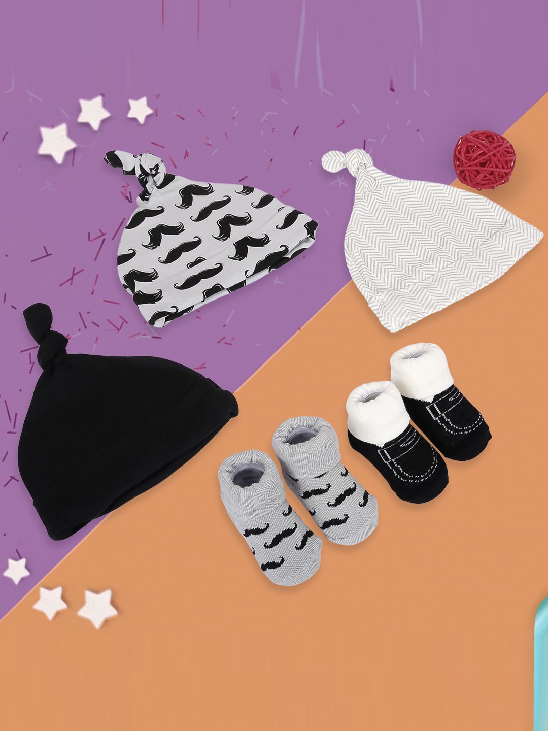 

Baby Moo Black & White Caps & Socks Gift Set