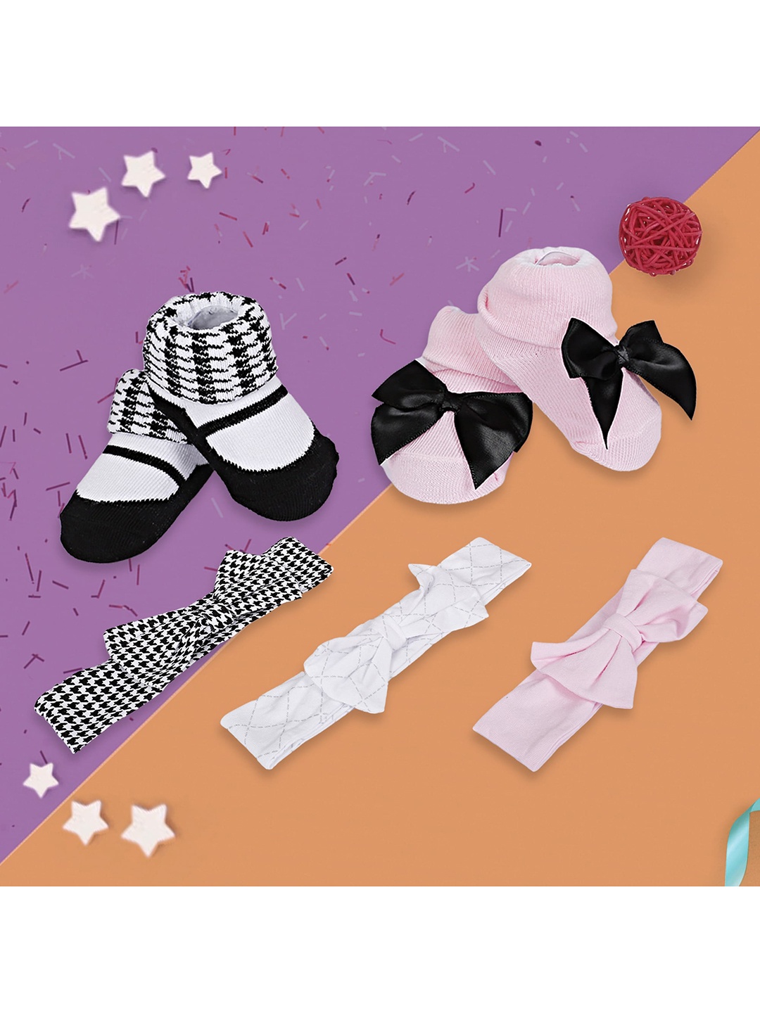 

Baby Moo Pink & White 3 Headbands & 2 Pair Socks Gift Set