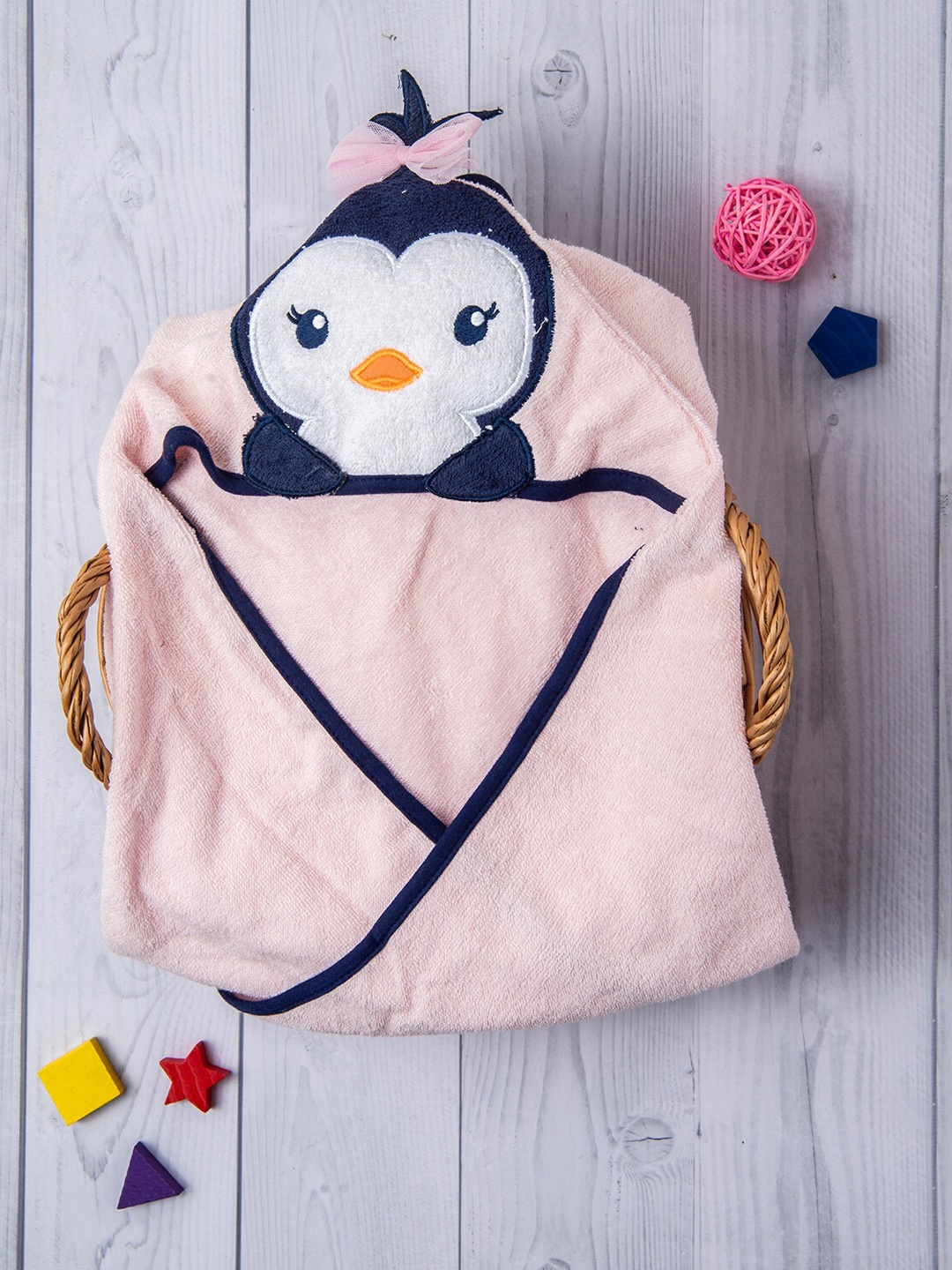

Baby Moo Kids Pink & Navy Blue Cotton Penguin Printed Towel
