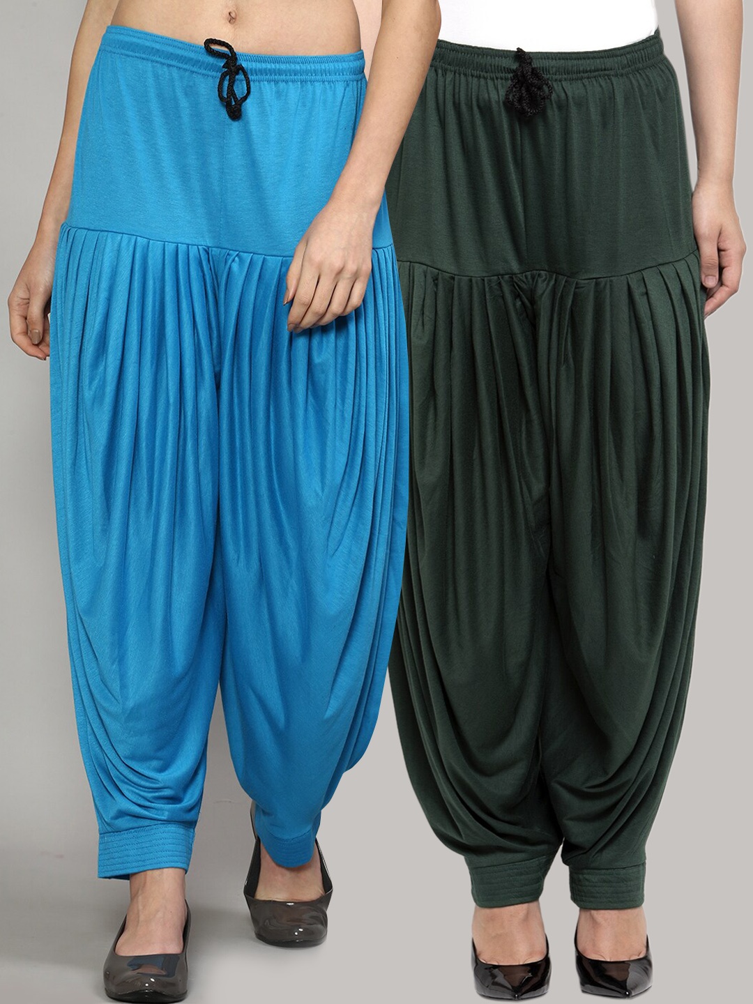 

GRACIT Women Pack of 2 Green & Blue Solid Patiala