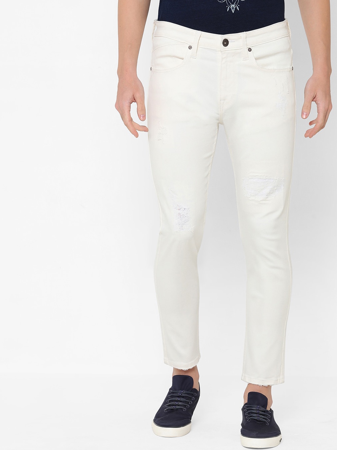 

Pepe Jeans Men White Super Skinny Fit Mildly Distressed Stretchable Jeans