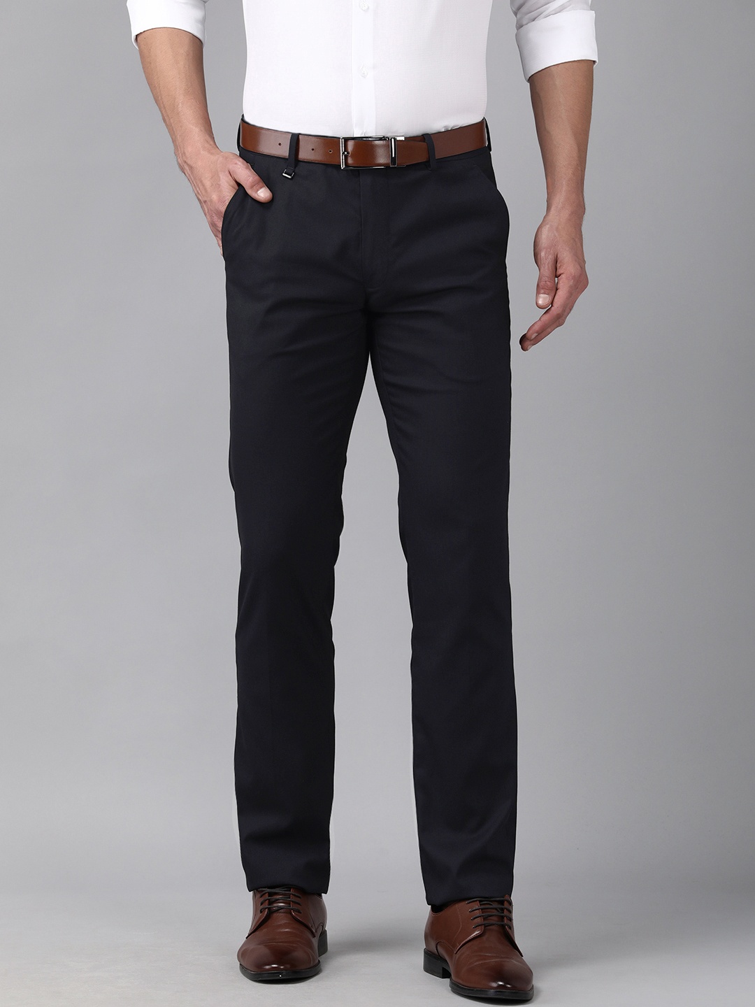 

Van Heusen Men Navy Blue Slim Fit Trousers