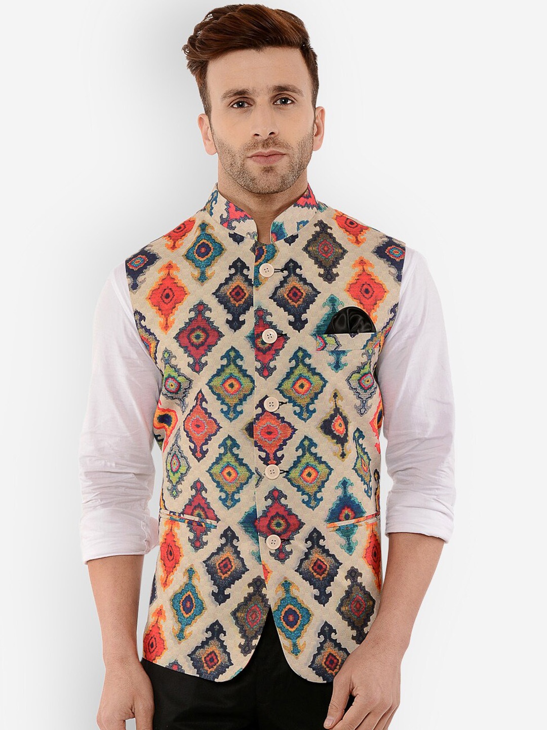 

Hangup Multicoloured Printed Nehru Jacket, Multi