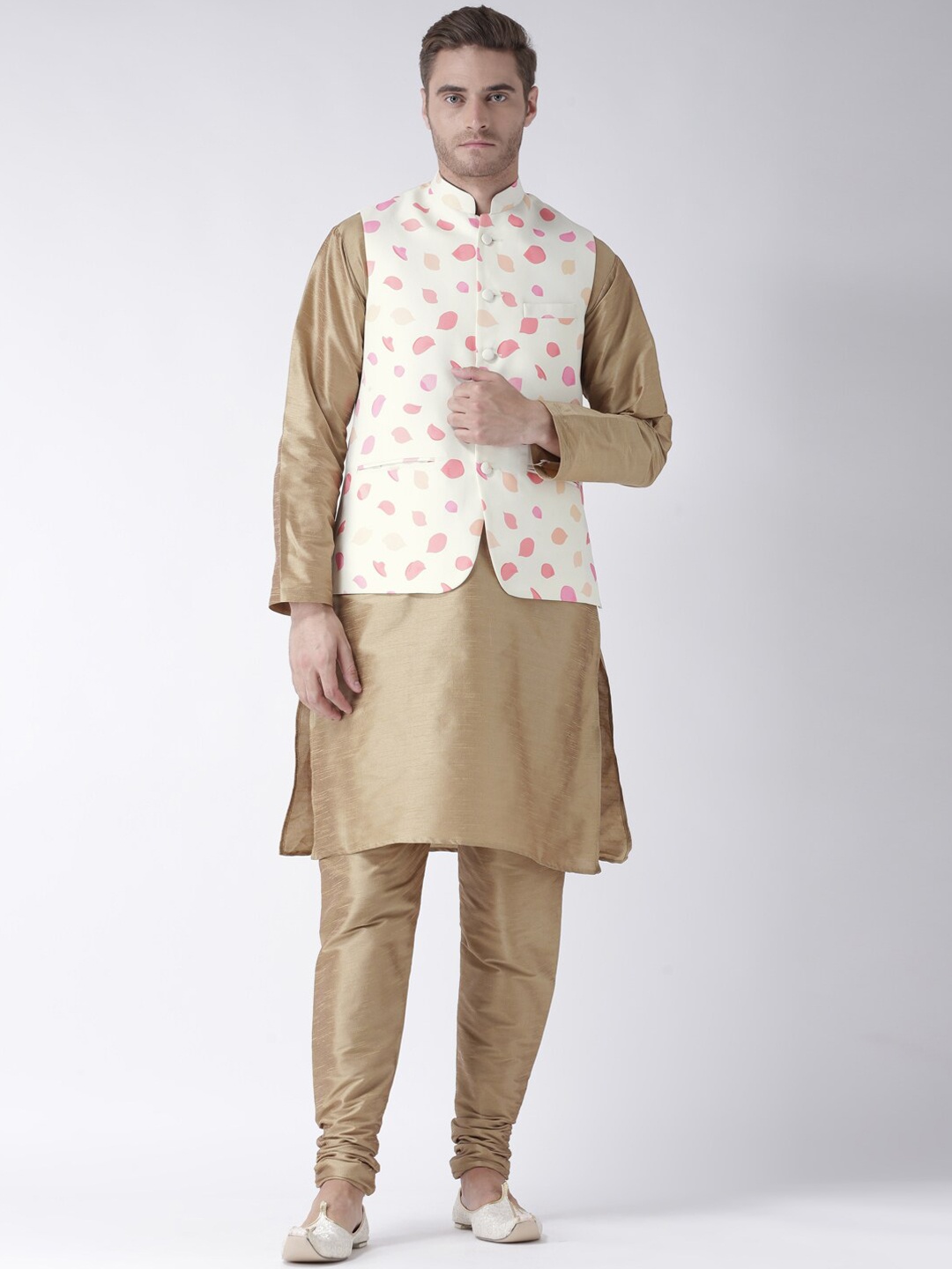 

Hangup Men White Printed Nehru Jacket