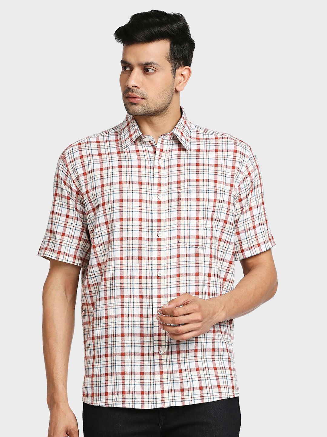 

ColorPlus Men Maroon Checked Casual Shirt