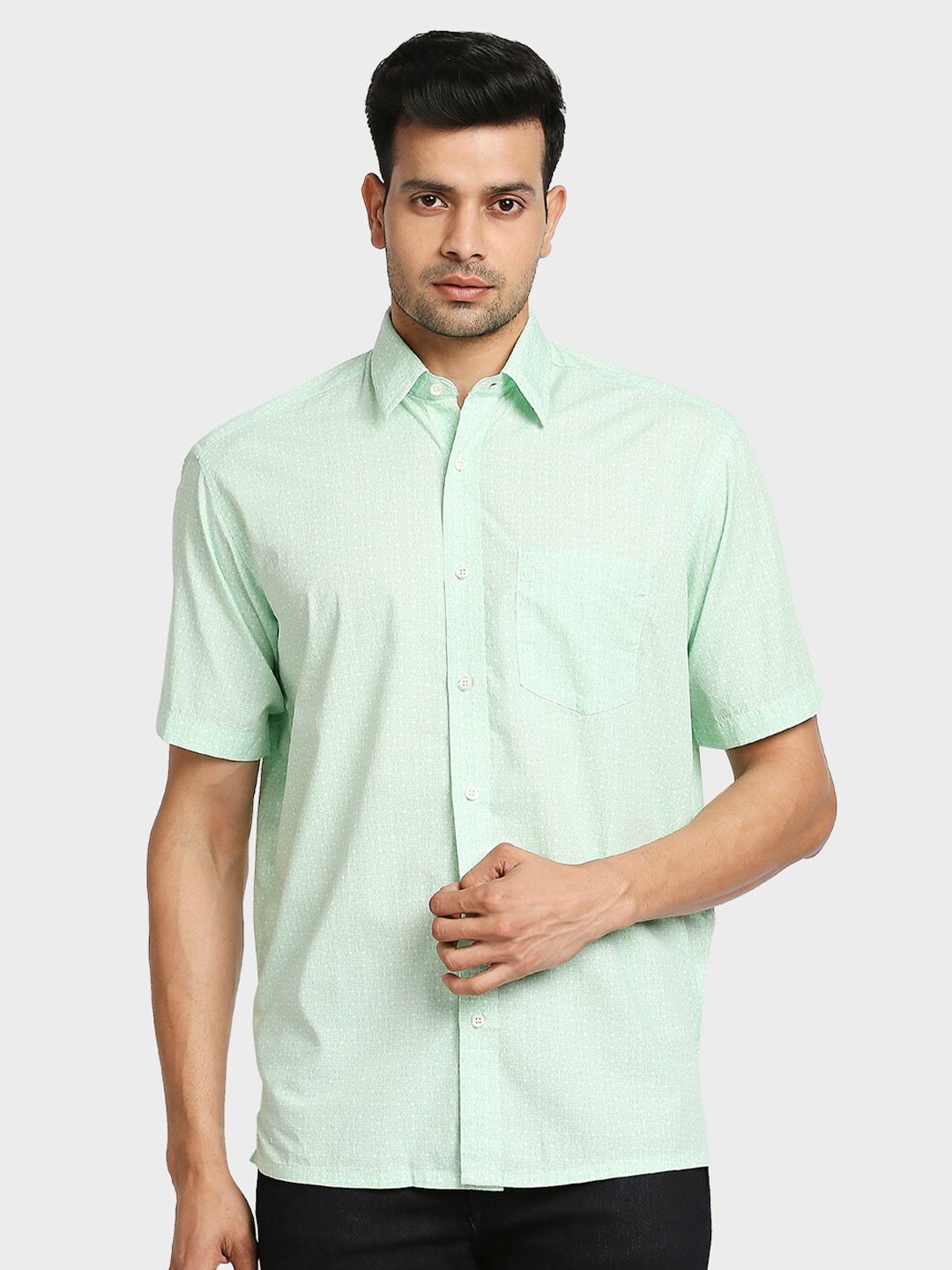 

ColorPlus Men Sea Green Floral Printed Cotton Casual Shirt