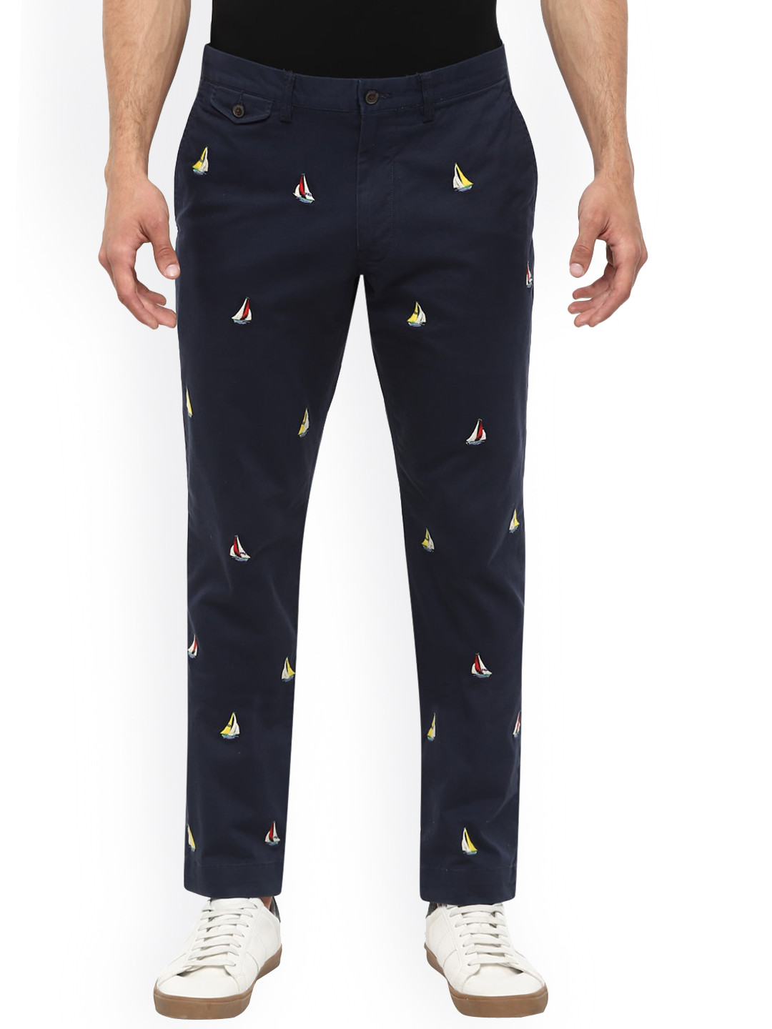 

Polo Ralph Lauren Men Navy Blue Nautical Embroidered Trousers