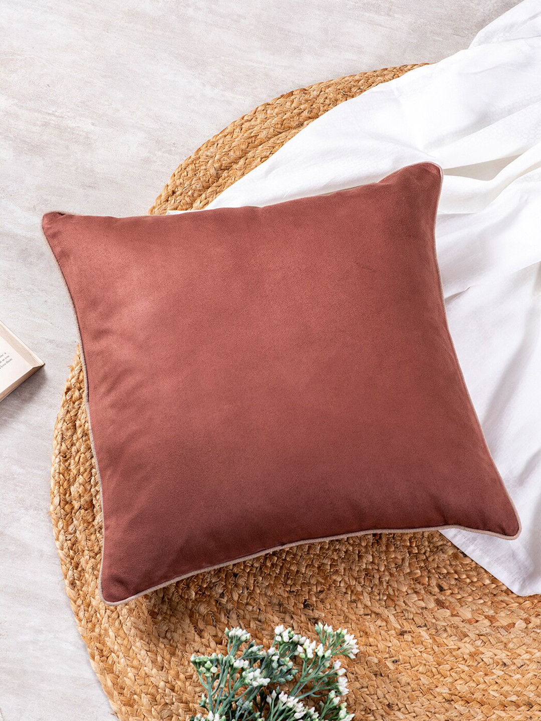 

Nestroots Brown Set of 5 Square Cushion Covers