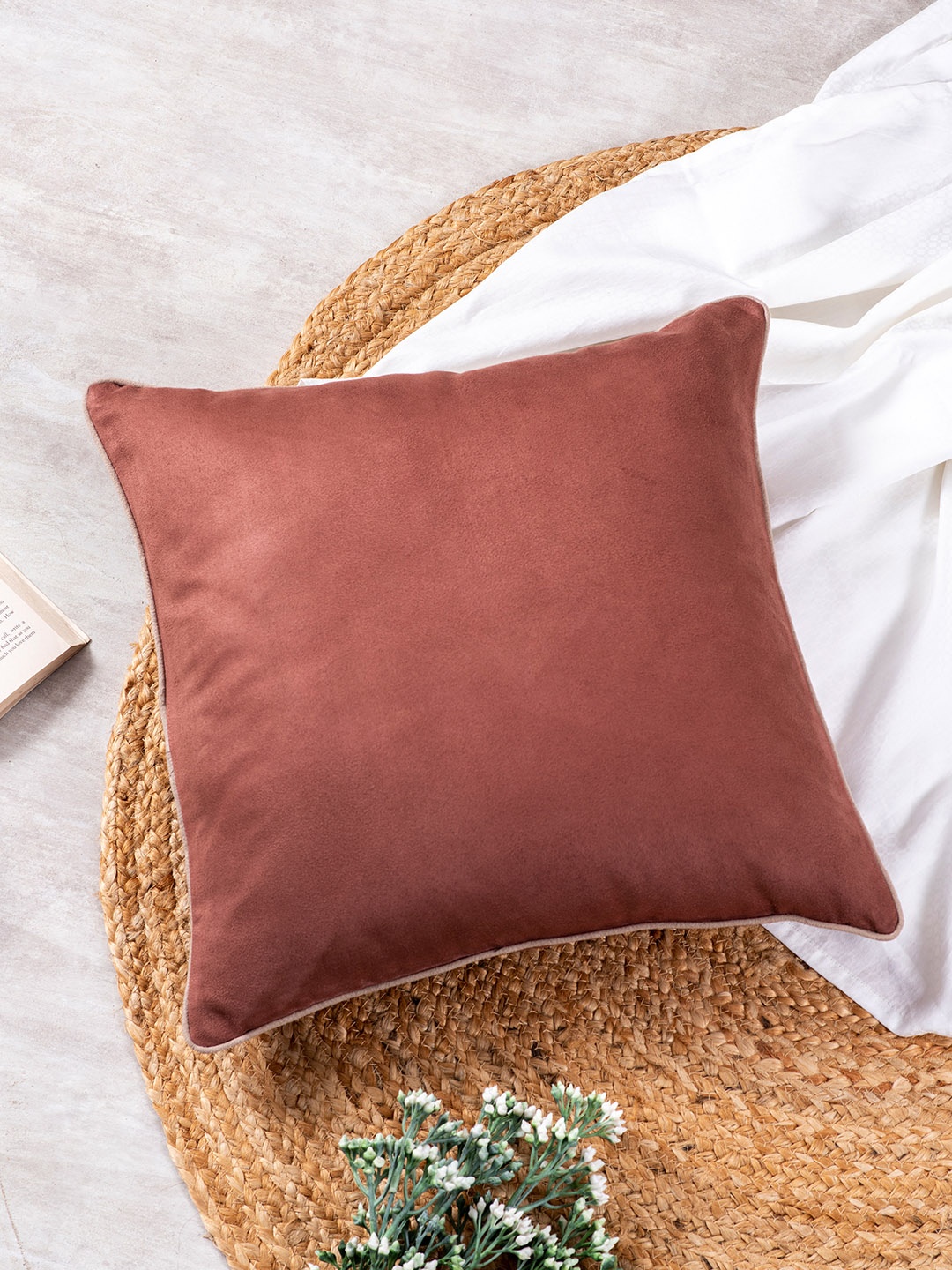 

nestroots Brown Silk Square Cushion Cover