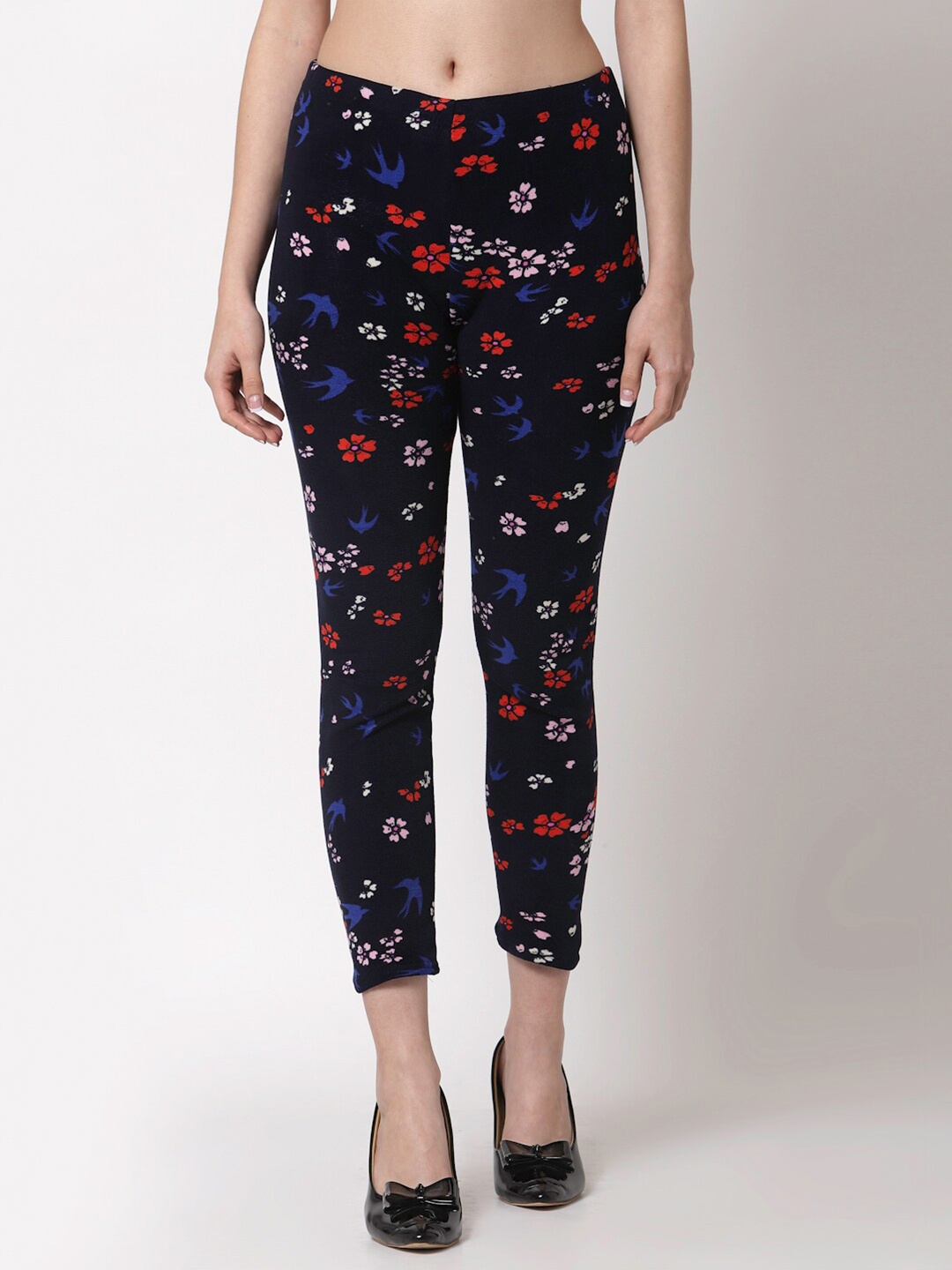 

KLOTTHE Women Navy Blue Printed Skinny Fit Woolen Jeggings