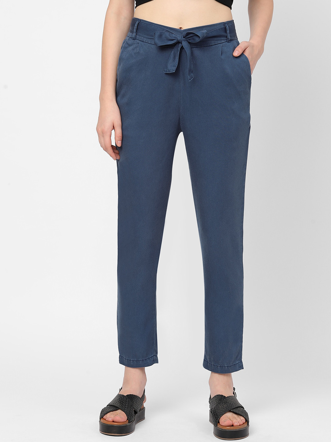 

Kraus Jeans Women Blue Comfort Loose Fit High-Rise Trousers