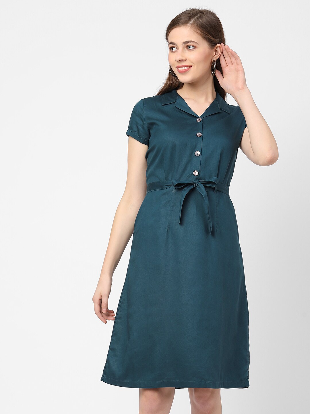 

Kraus Jeans Teal Denim Shirt Dress