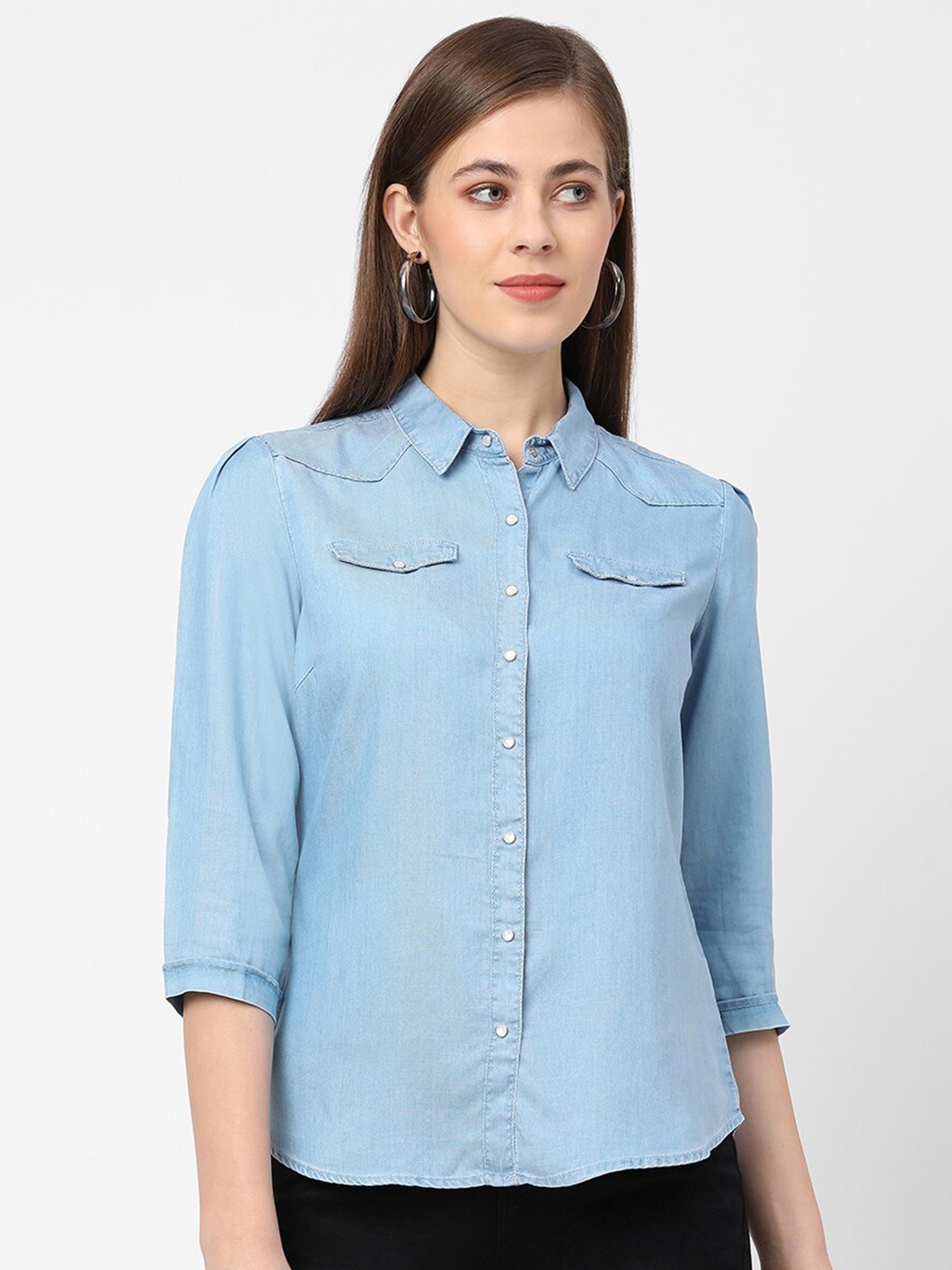 

Kraus Jeans Women Blue Slim Fit Casual Shirt