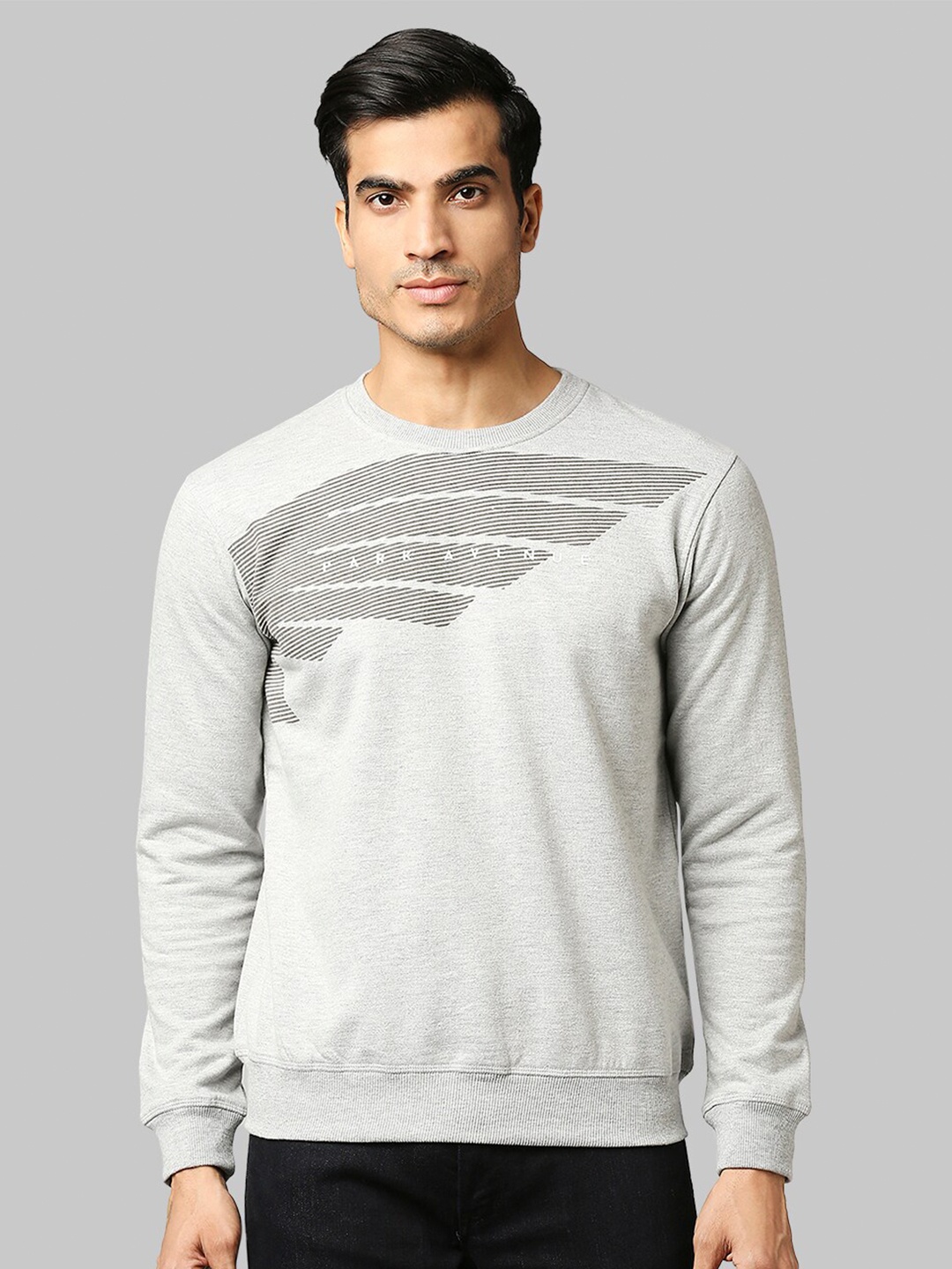 

Park Avenue Men Grey Printed Sweatshirt