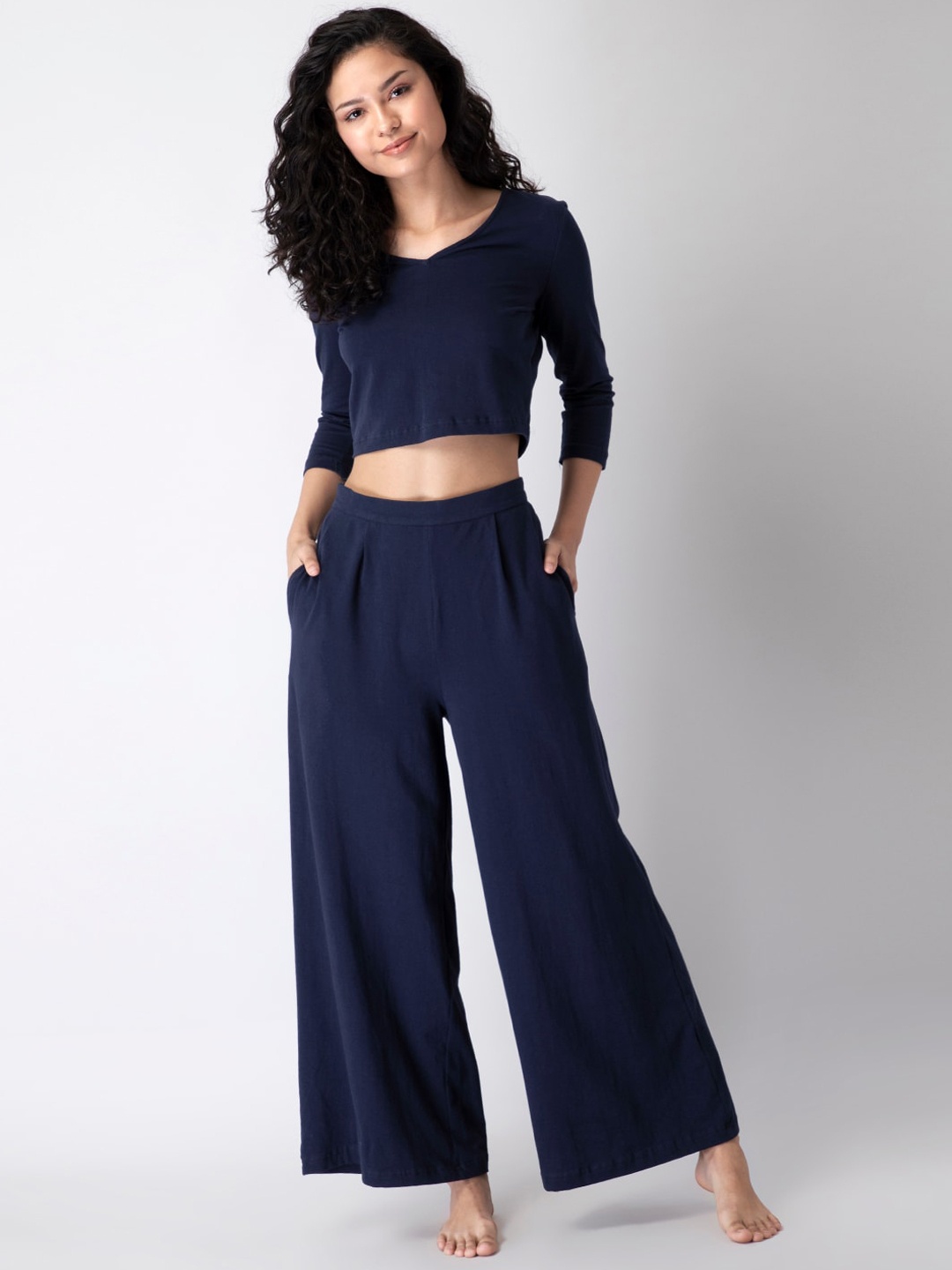 

FabAlley Women Navy Blue Night suit