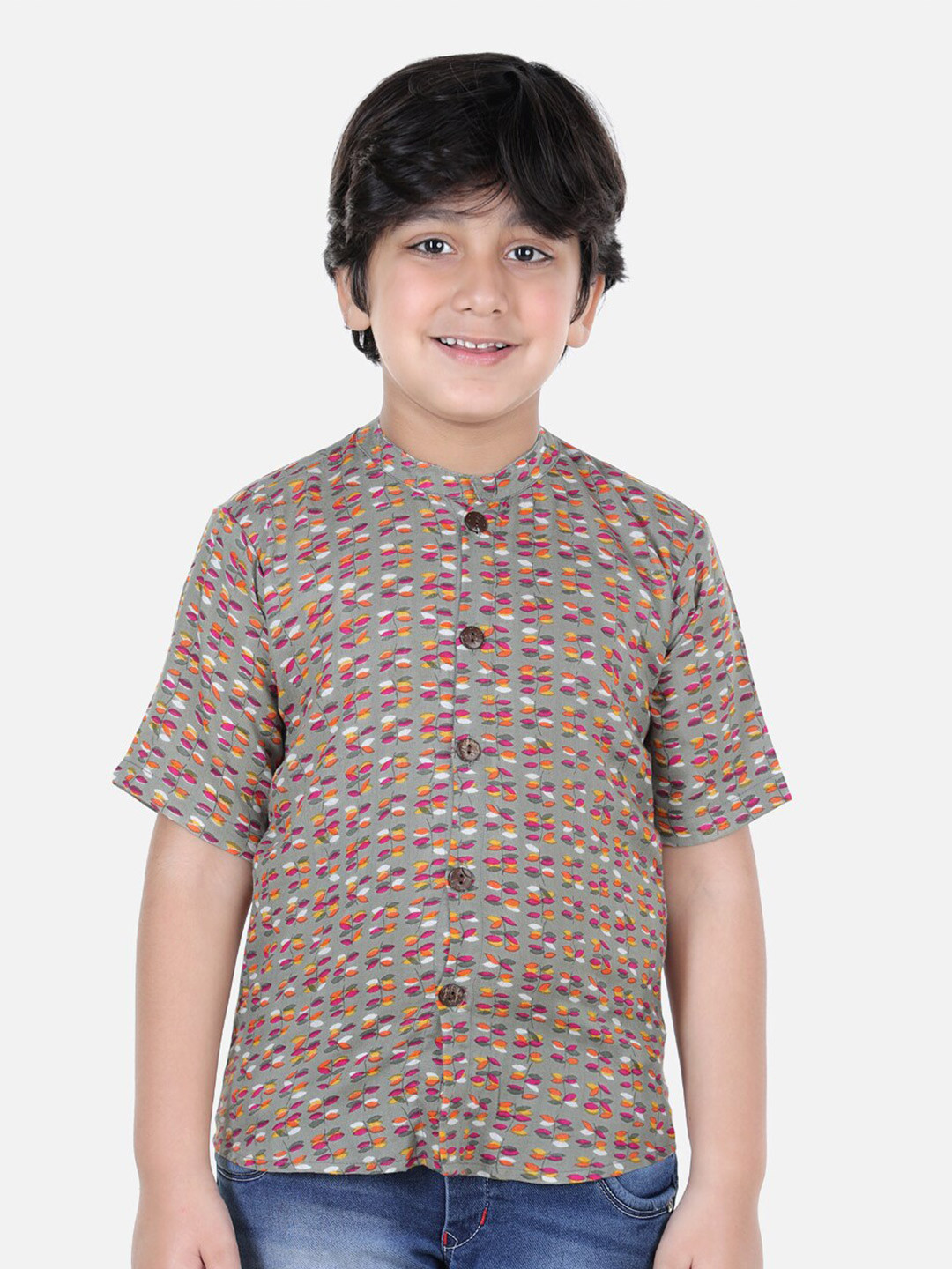 

Cutiekins Boys Olive Green & Yellow Comfort Printed Casual Shirt