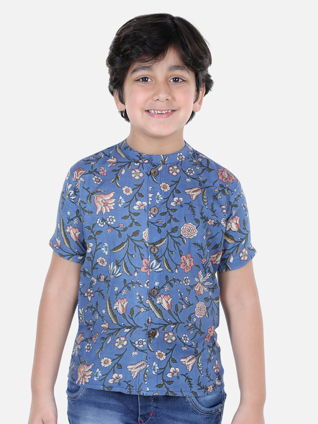 

Cutiekins Boys Blue & Green Comfort Floral Print Casual Shirt
