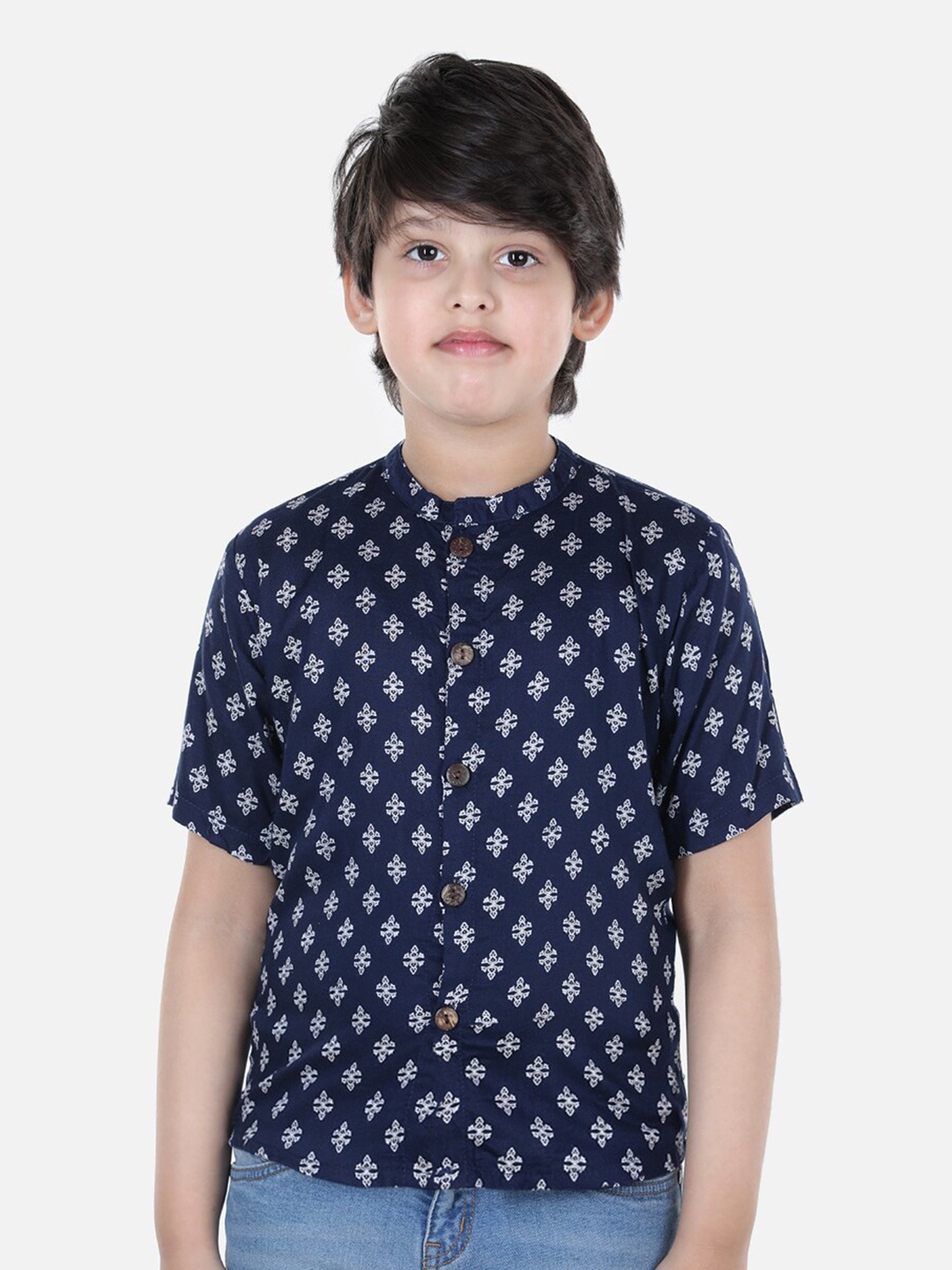

Cutiekins Boys Navy Blue Comfort Printed Casual Shirt