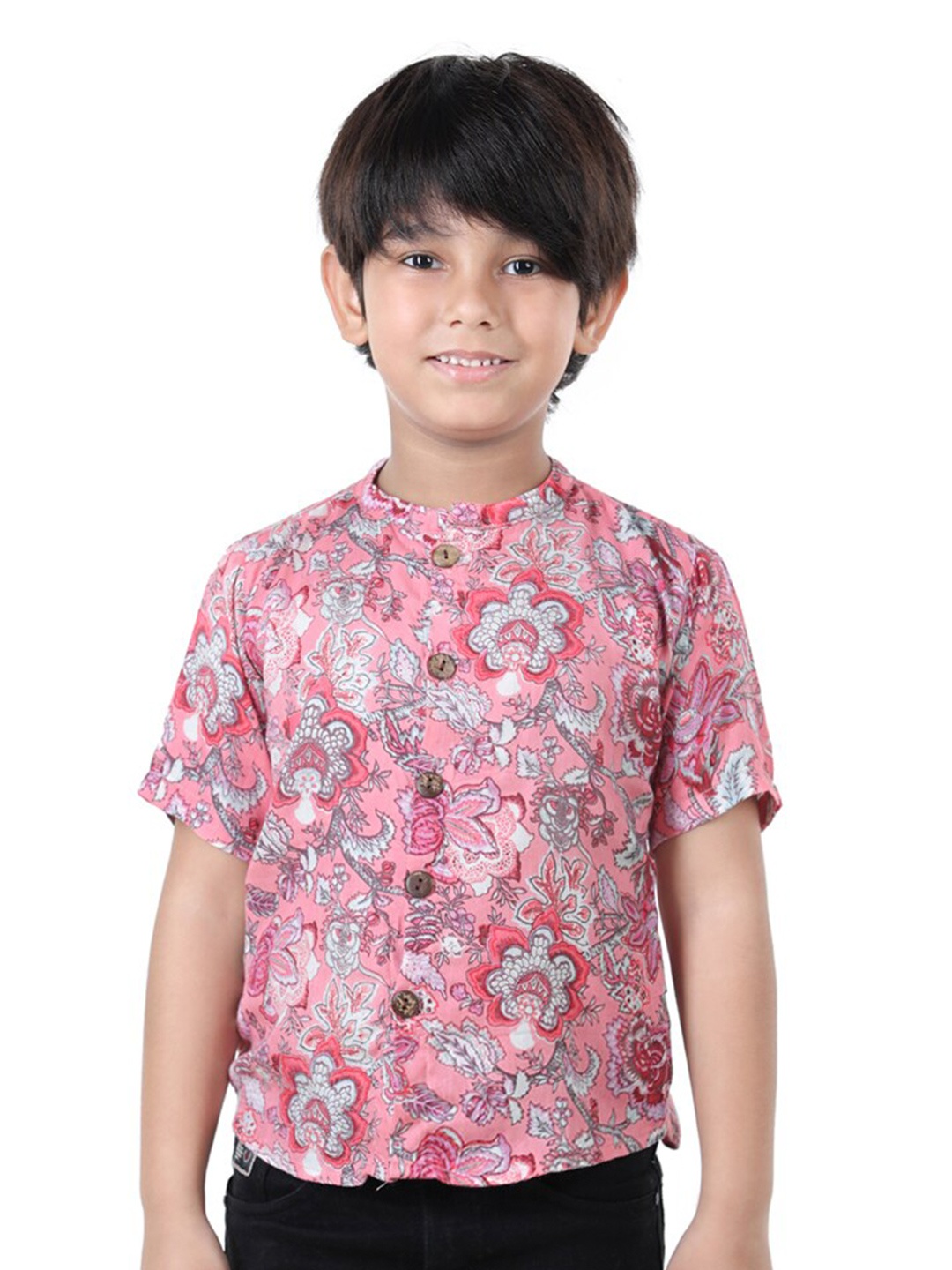 

Cutiekins Boys Pink Comfort Ethnic Motifs Print Casual Shirt