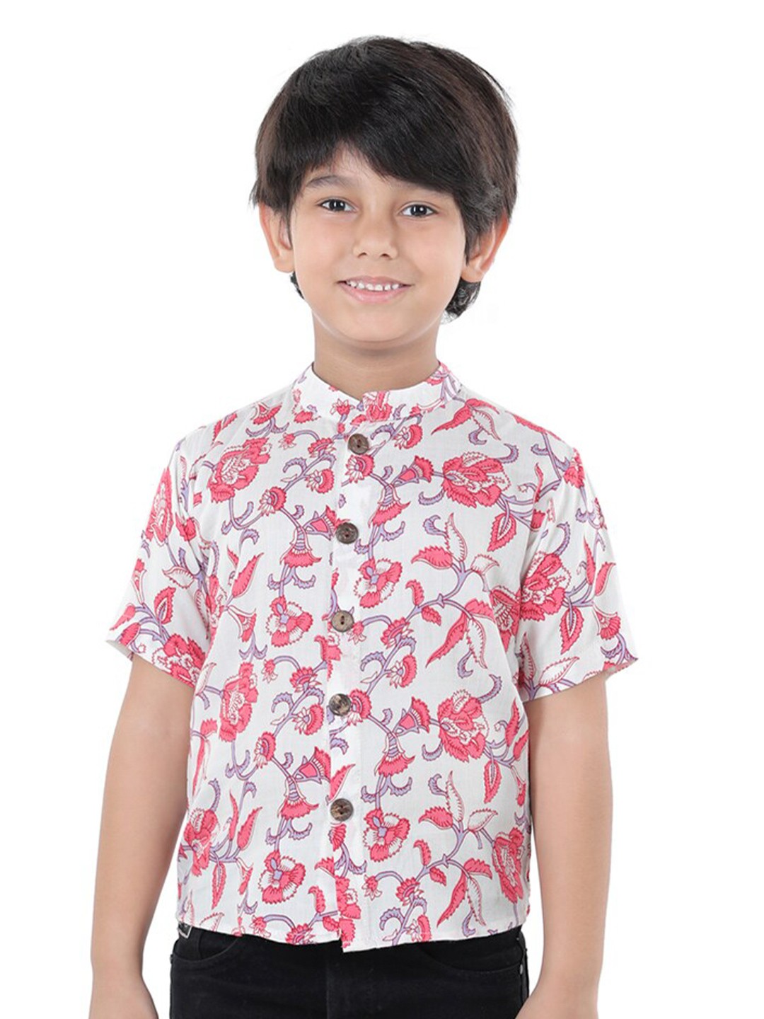 

Cutiekins Boys White Comfort Floral Printed Casual Shirt