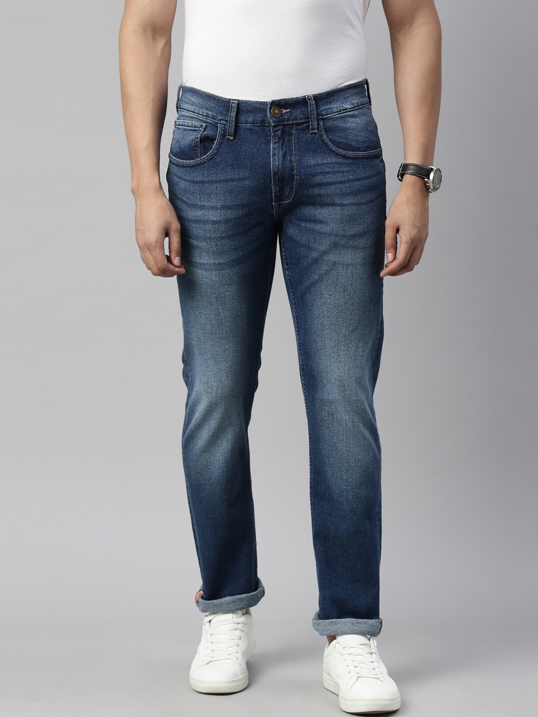 

American Bull Men Blue Slim Fit Light Fade Stretchable Jeans