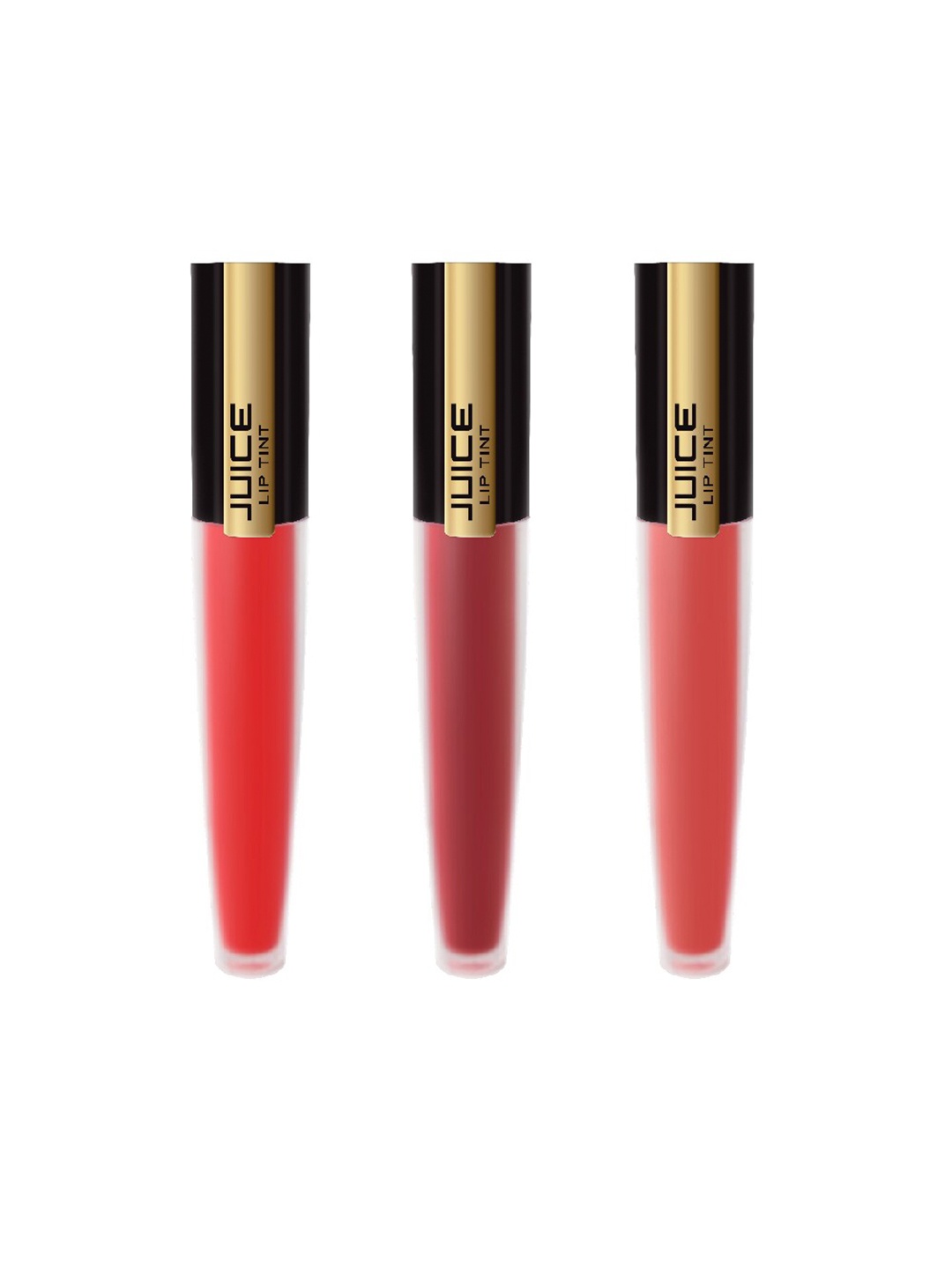 

JUICE Pack of 3 Matte Lip Tint - Perfect Red M-25 - Burgundy Blend M-41 & Rum Punch M-76, Multi