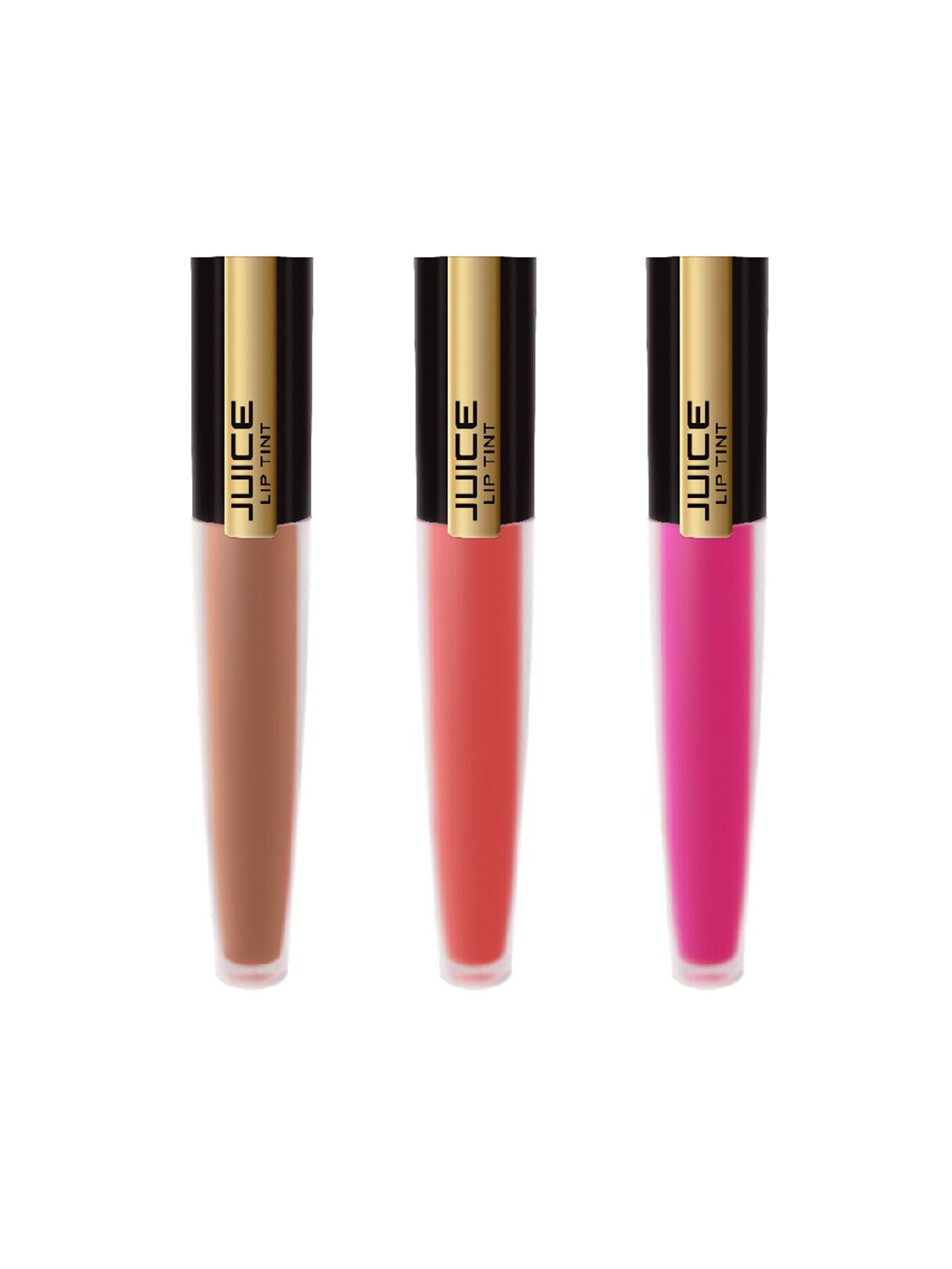

JUICE Pack of 3 Matte Lip Tint Brown Treasure M-71 Rum Punch M-76 Forbidden Fuchsia M-82