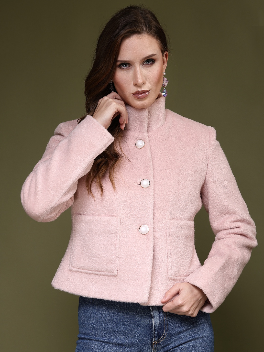 

Juelle Women Pink Solid Overcoat