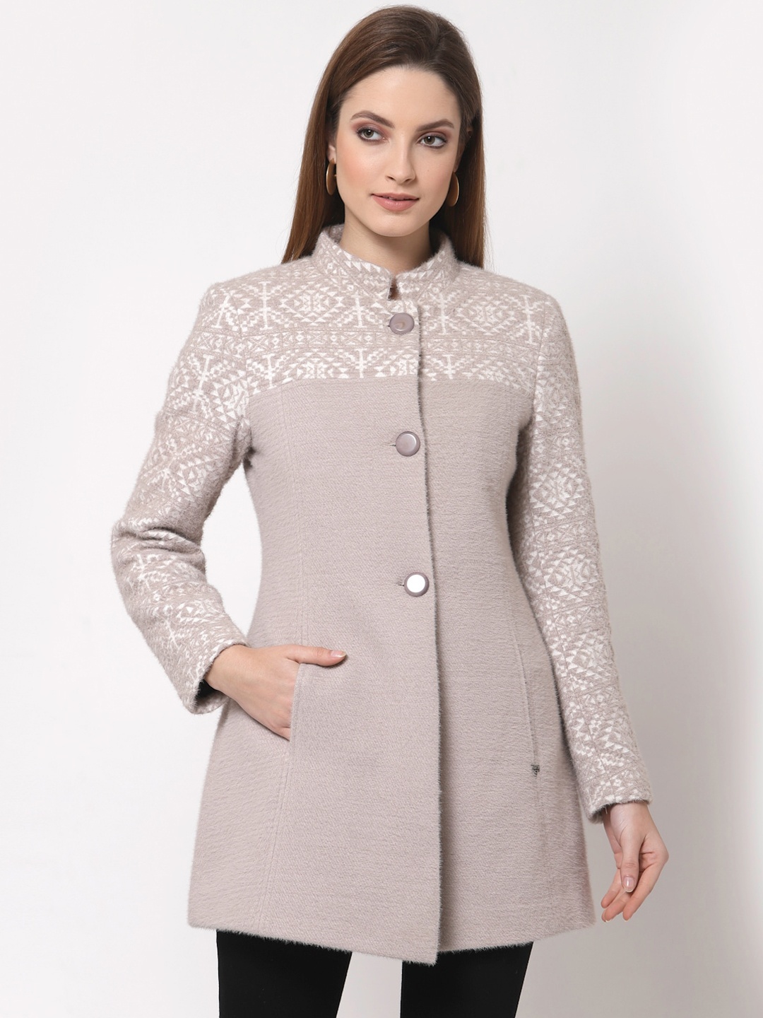 

Juelle Women Grey Printed Over Coat