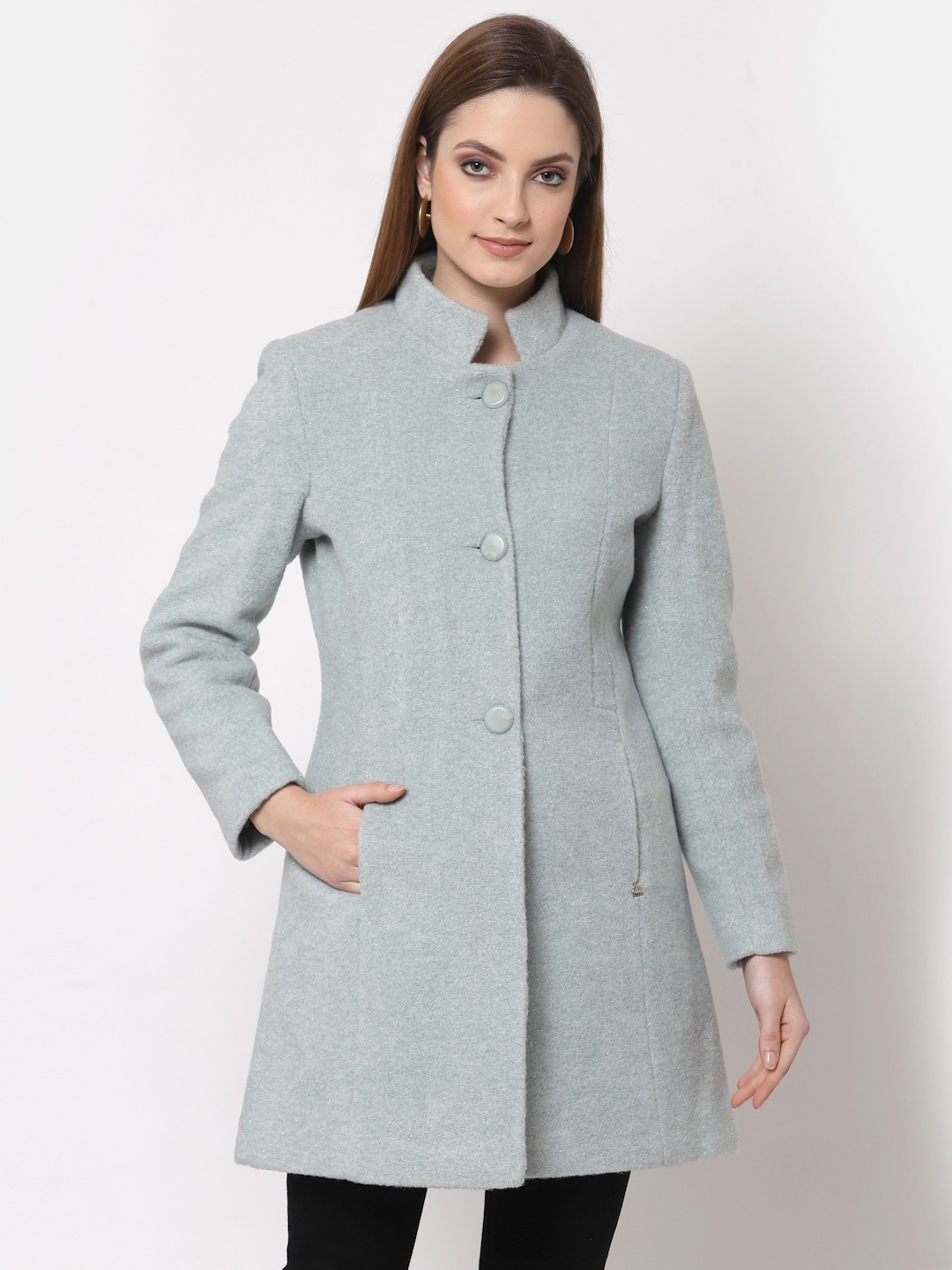 

Juelle Women Grey Solid Over Coat