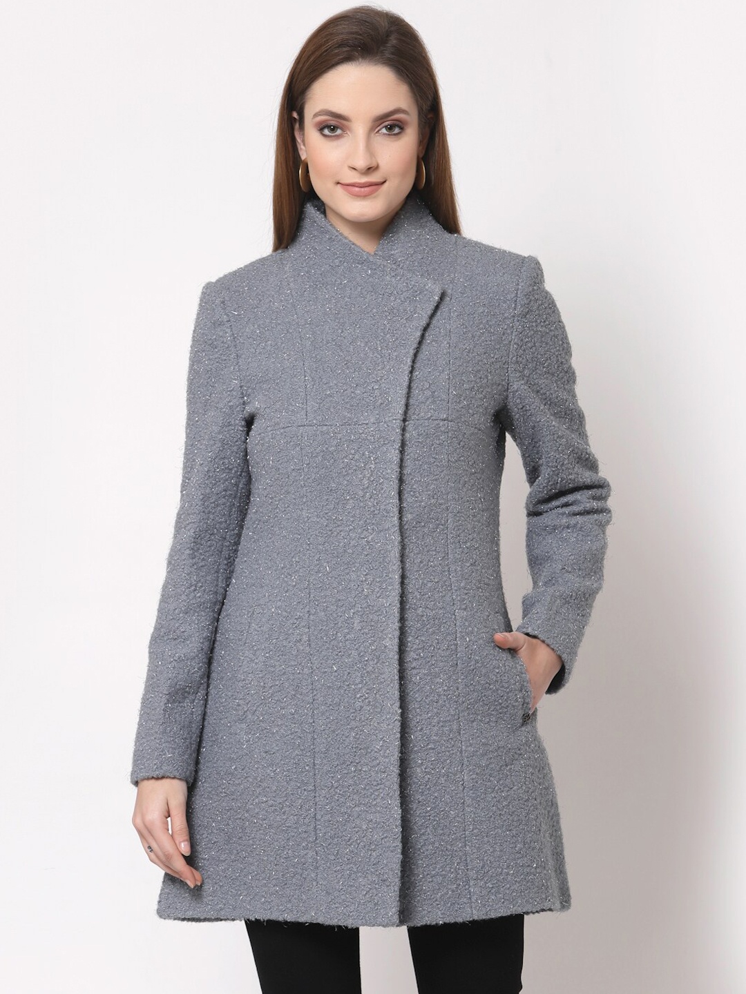 

Juelle Women Grey Solid Over Coat