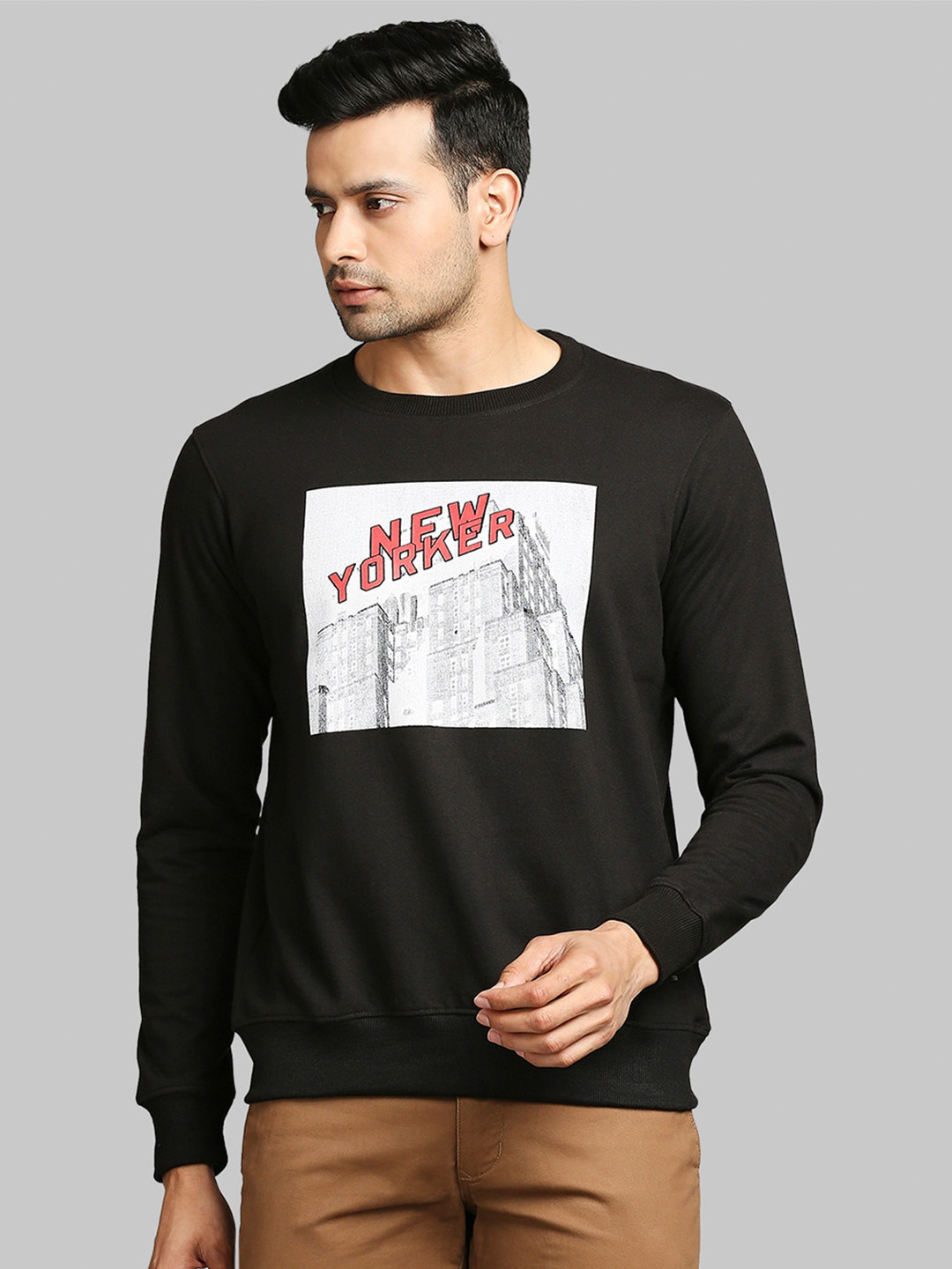 

Parx Men Black & White Printed Sweatshirt