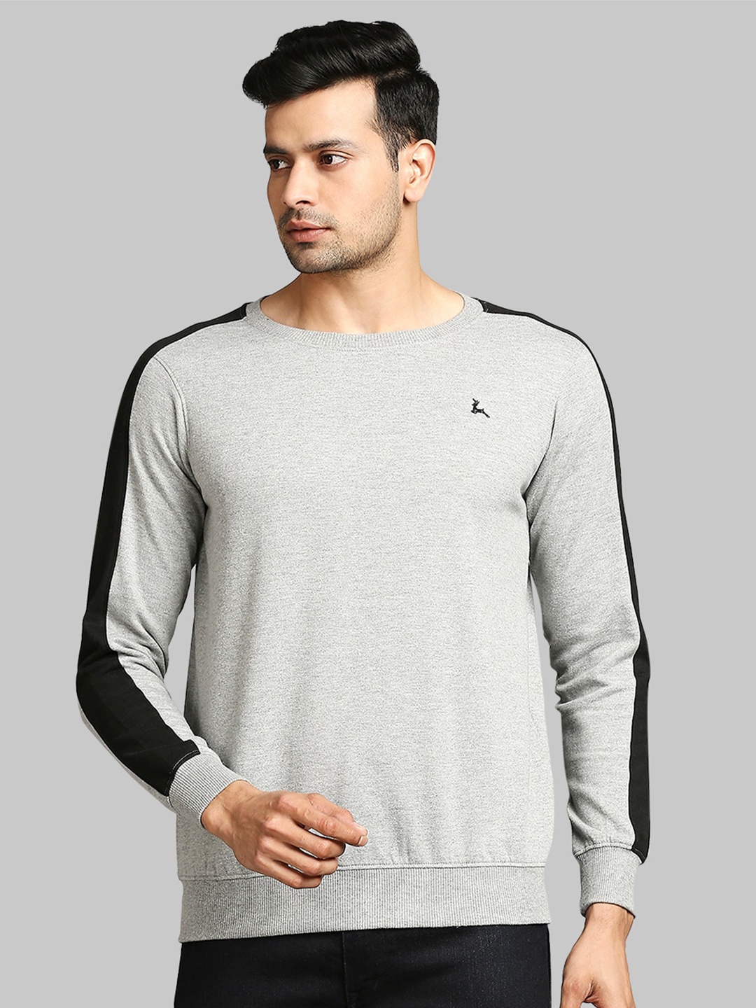 

Parx Men Grey Melange Solid Sweatshirt