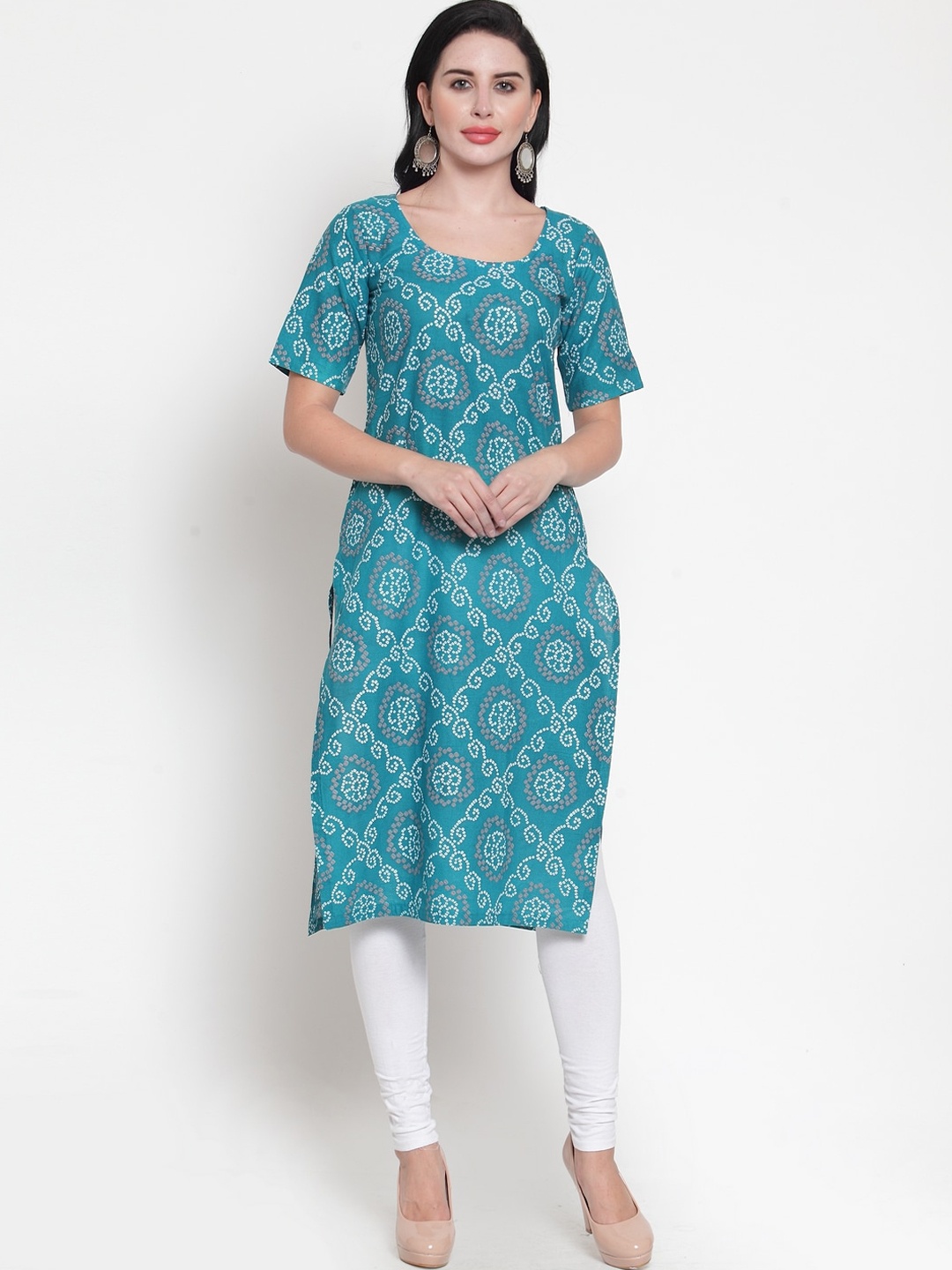 

Sayesha Women Green Bandhani Printed Cotton Kurta