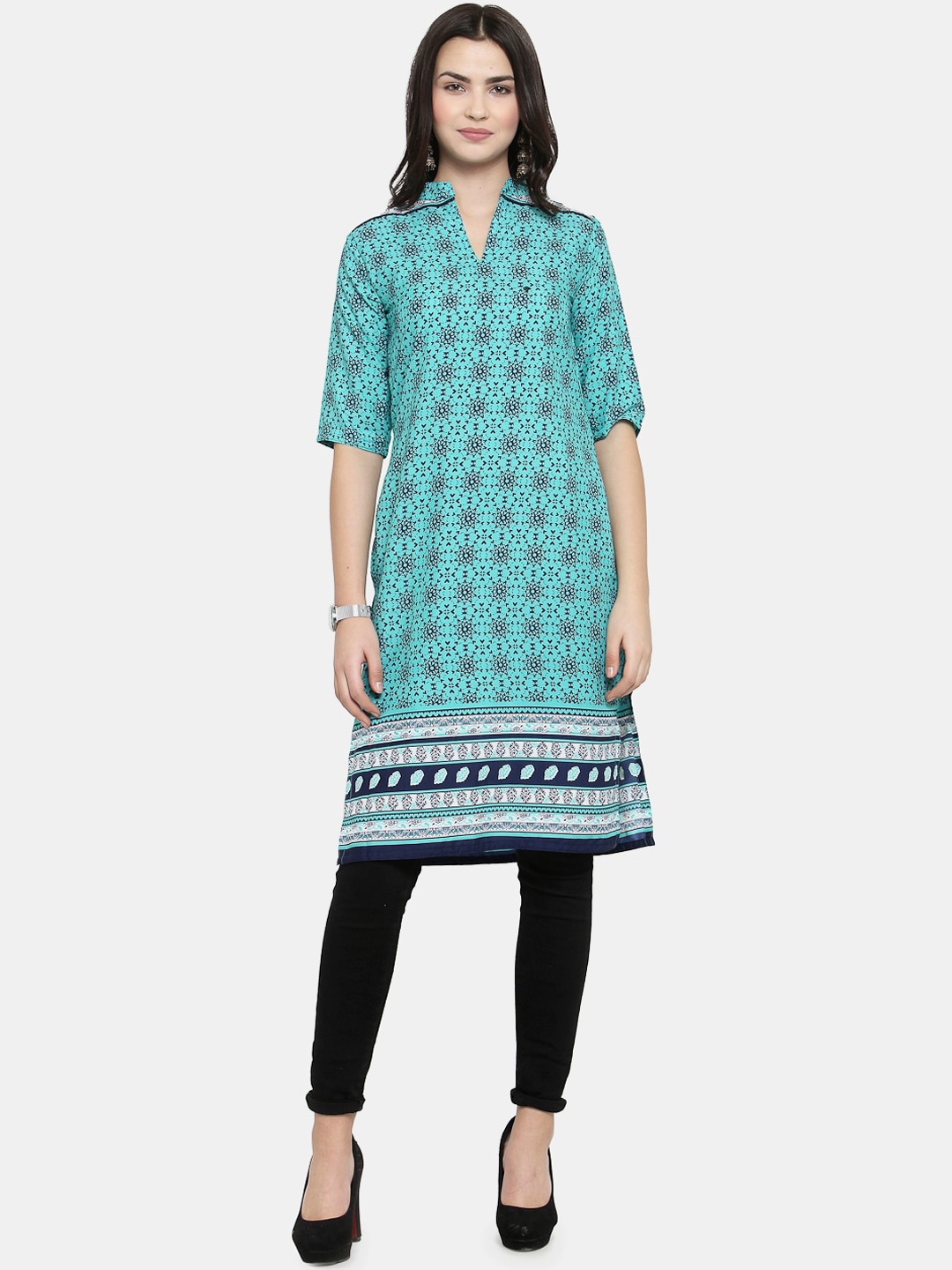 

Sayesha Women Green Ethnic Motifs Printed Crepe Kurta