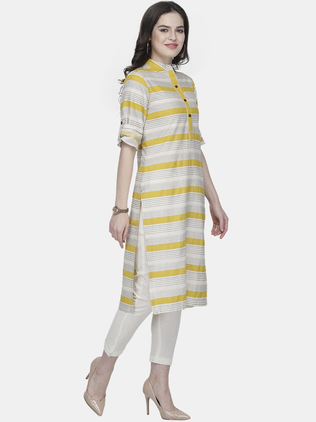 

Sayesha Women Yellow Striped Kurta