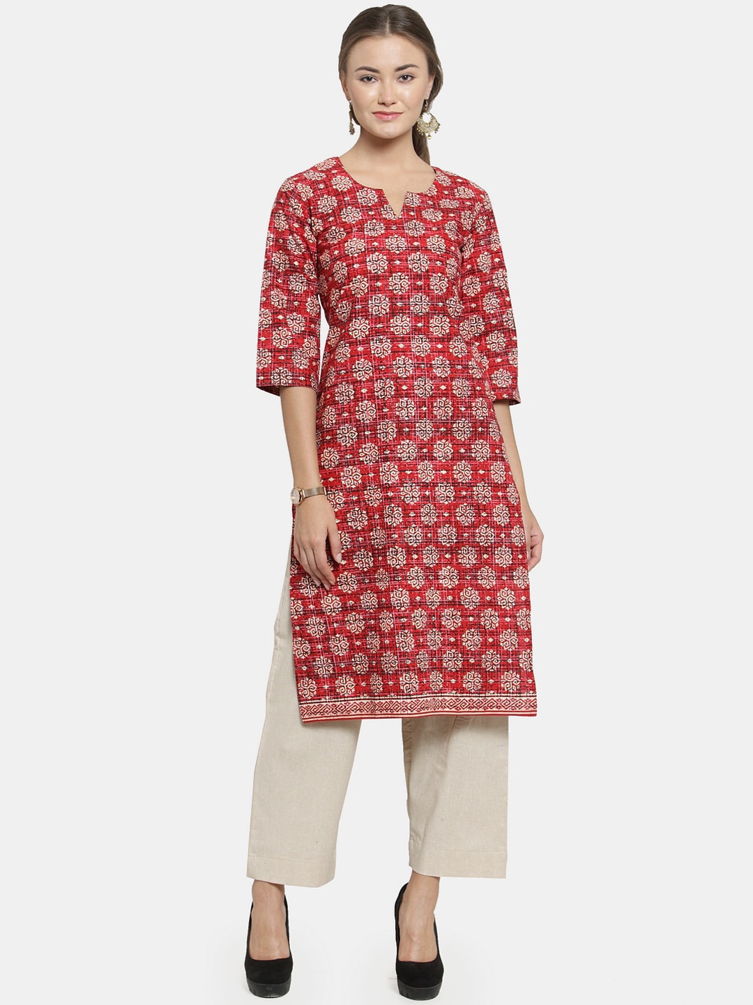 

Sayesha Women Red Block Printed Kurta