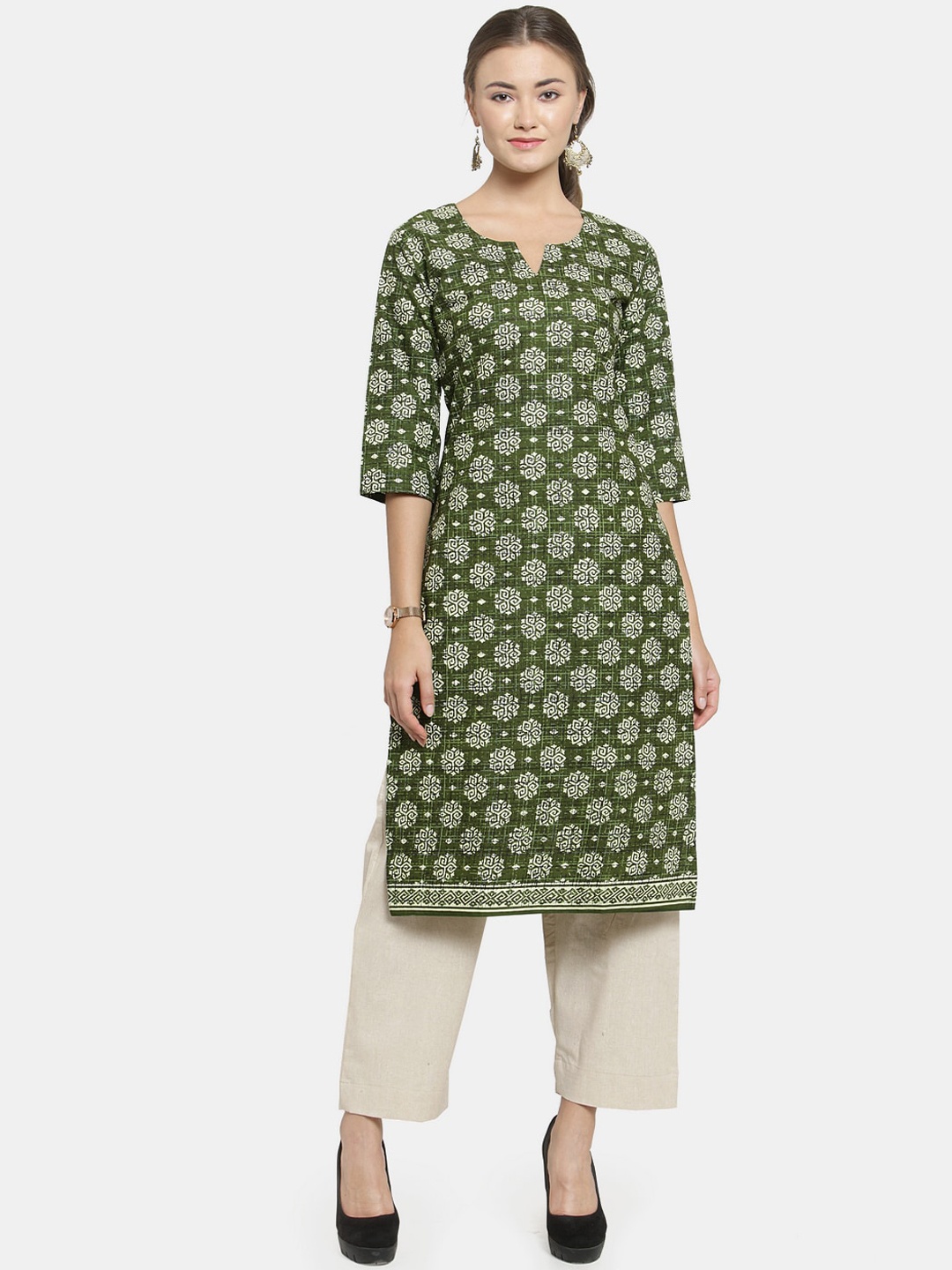 

Sayesha Women Green Ethnic Motifs Printed Pure Cotton Kurta