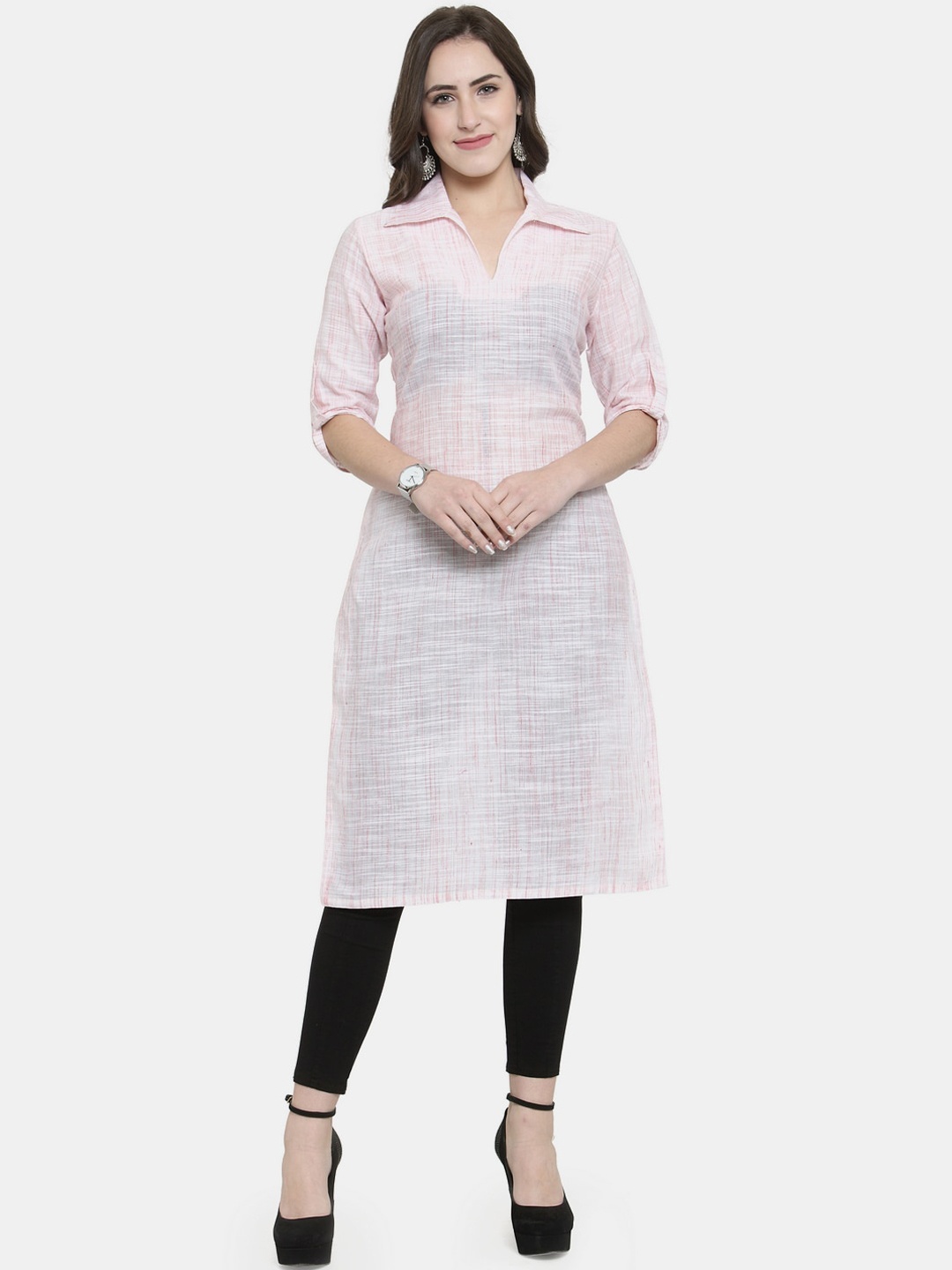 

Sayesha Women White Striped Cotton Kurta