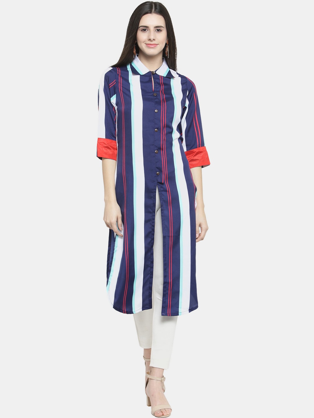 

Sayesha Women Multicoloured Striped Crepe Pathani Kurta, Multi