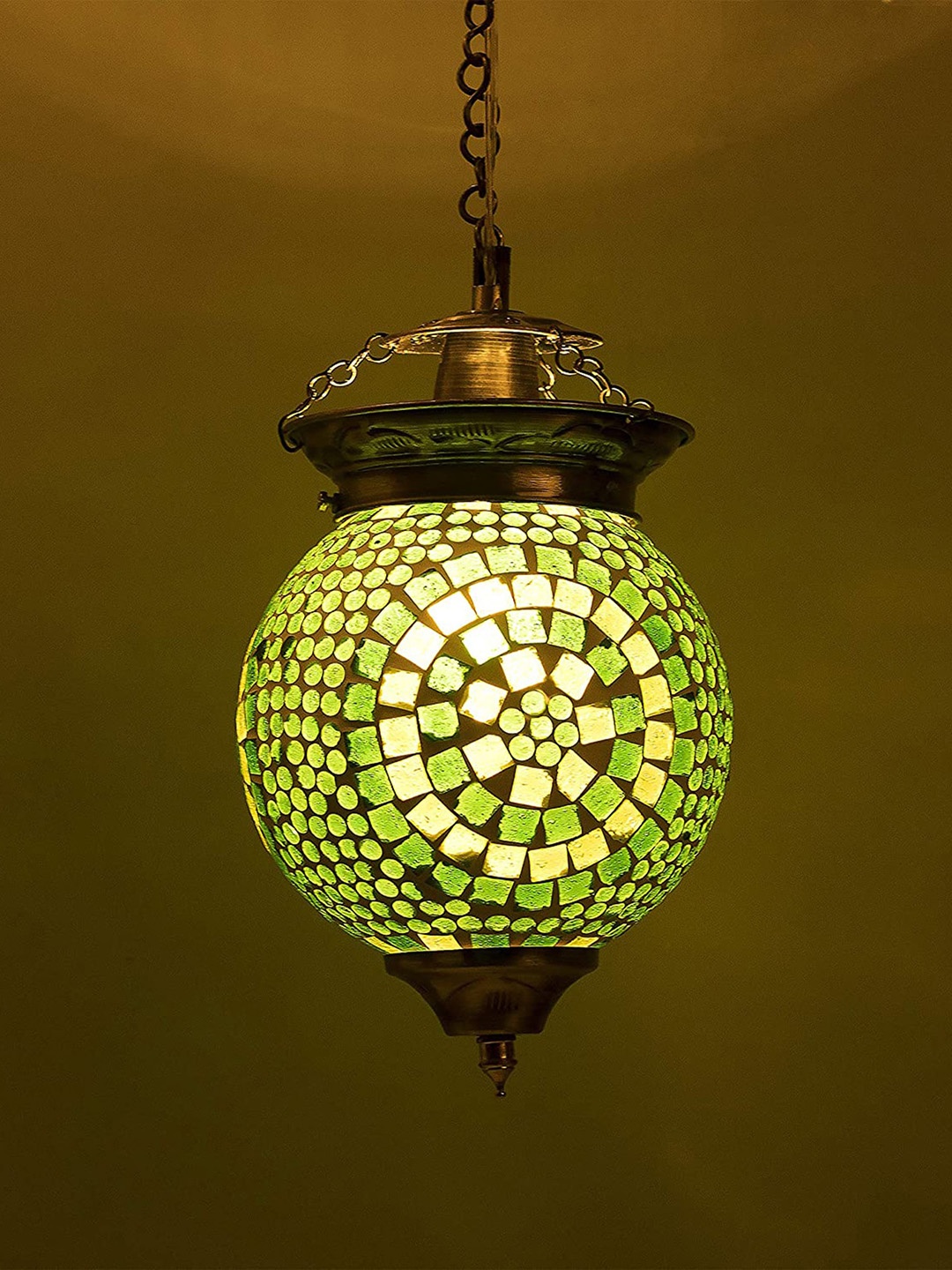 

Homesake Green Moroccan Mosaic Spherical Ceiling Hanging Lamp