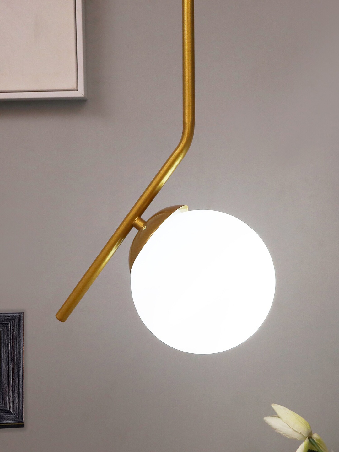 

Homesake White Tilt L Frosted Glass Mid Century Ceiling Lamp