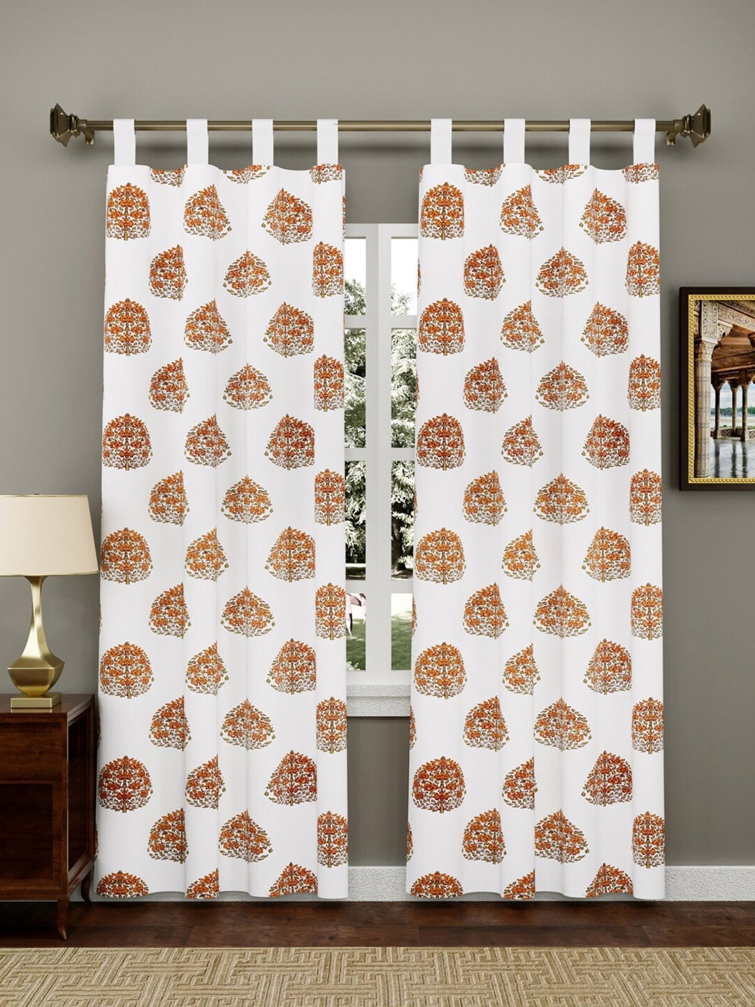 

Gulaab Jaipur White & Orange Ethnic Motifs Door Curtain
